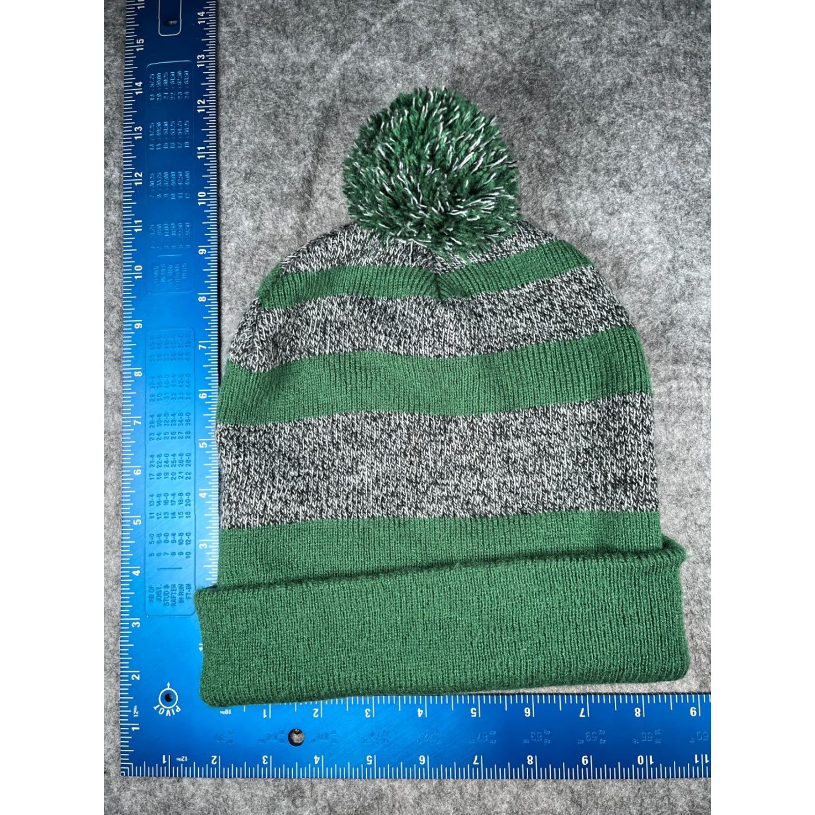 Vintage Bank Of Estes Park Beanie Toque Adult Green Gray Stripe Knit 100% Acrylic Pom Beanie Adult Green Stripe Knit 100% Acrylic Pom Crossland Hat Mens Size US M / EU 48-50 / 2 - 6 Thumbnail