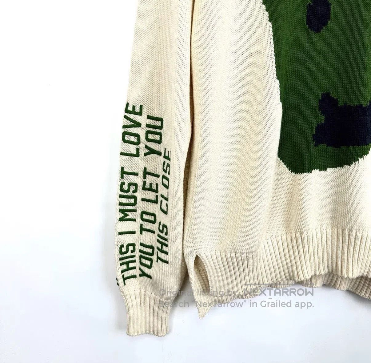 Dior White Knit Sweater with Green Bull Graphic and Text. Size US M / EU 48-50 / 2 - 5 Thumbnail