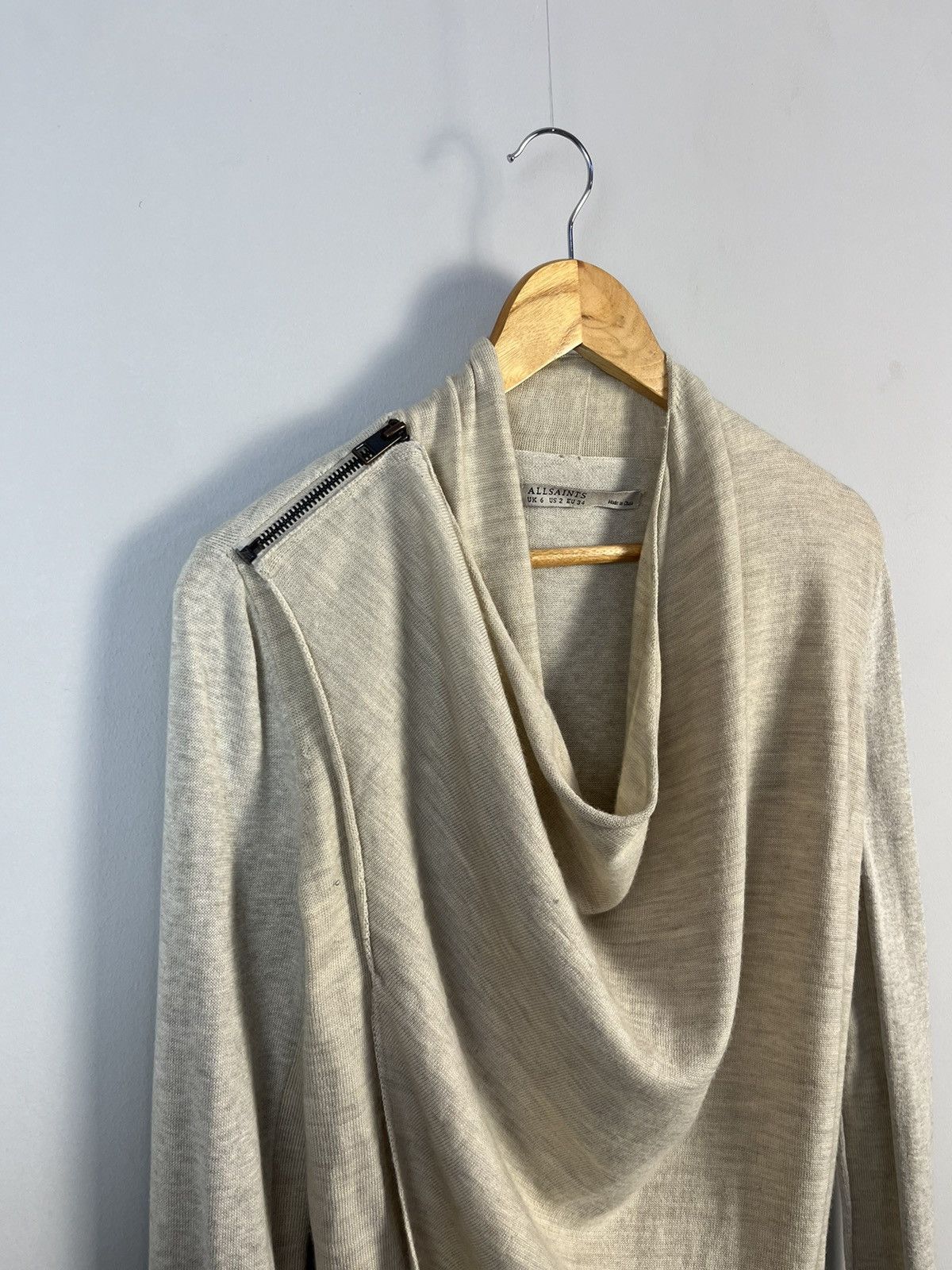 Allsaints Allsaints Drina Merino Wool Avant Garde Y2K Cardigan Jumper Size XS / US 0-2 / IT 36-38 - 2 Thumbnail