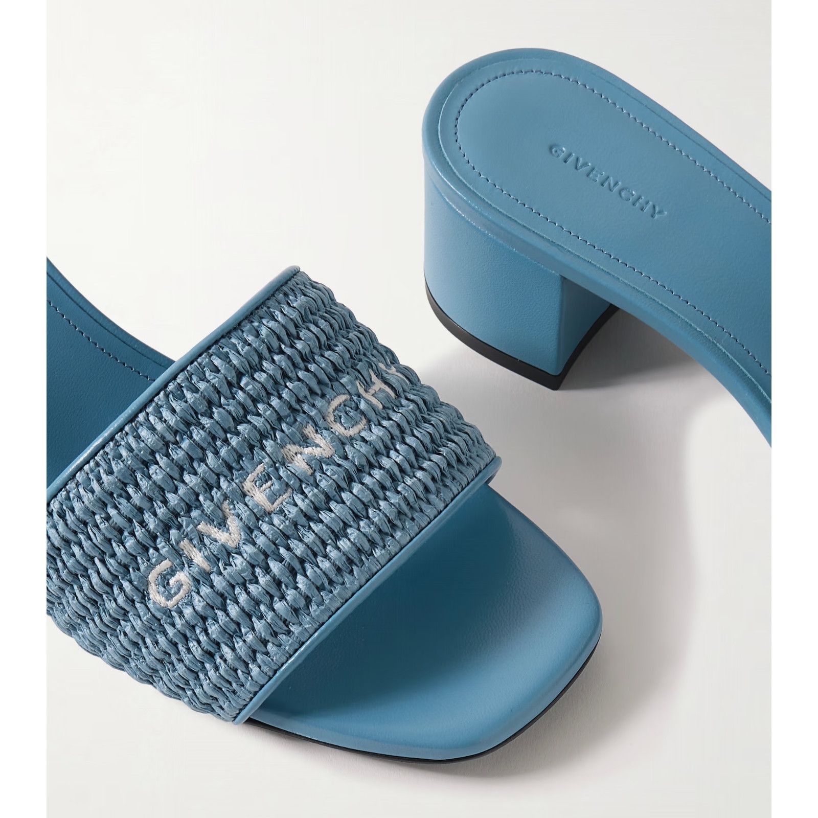 Givenchy Givenchy 4G Denim Blue Raffia Logo Leather Slide On Mule Size US 9.5 / IT 39.5 - 6 Thumbnail