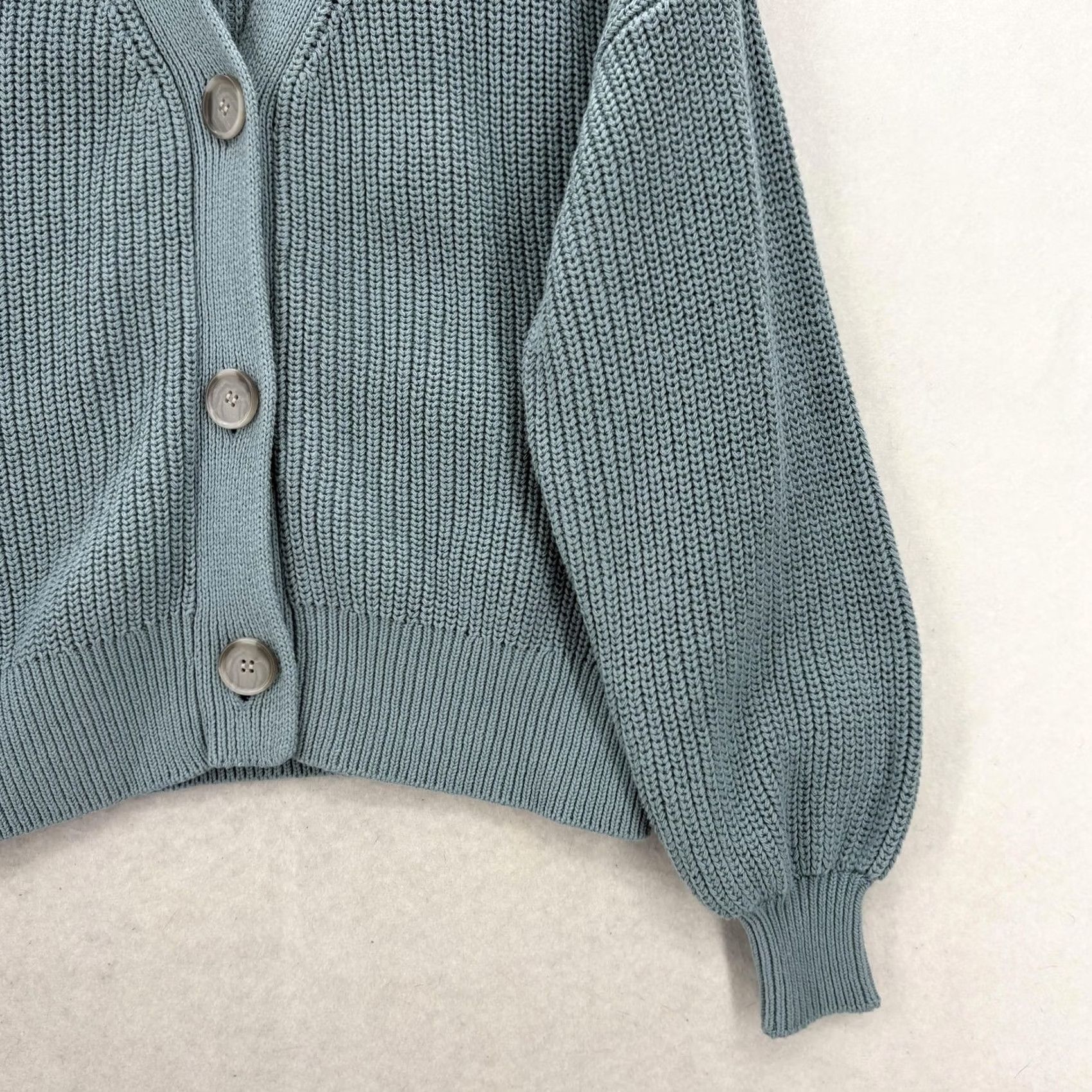 Loft VINTAGE LOFT Cardigan Sweater Womens XS Blue 100% Cotton Button Front Knit NWT Size XS / US 0-2 / IT 36-38 - 3 Thumbnail