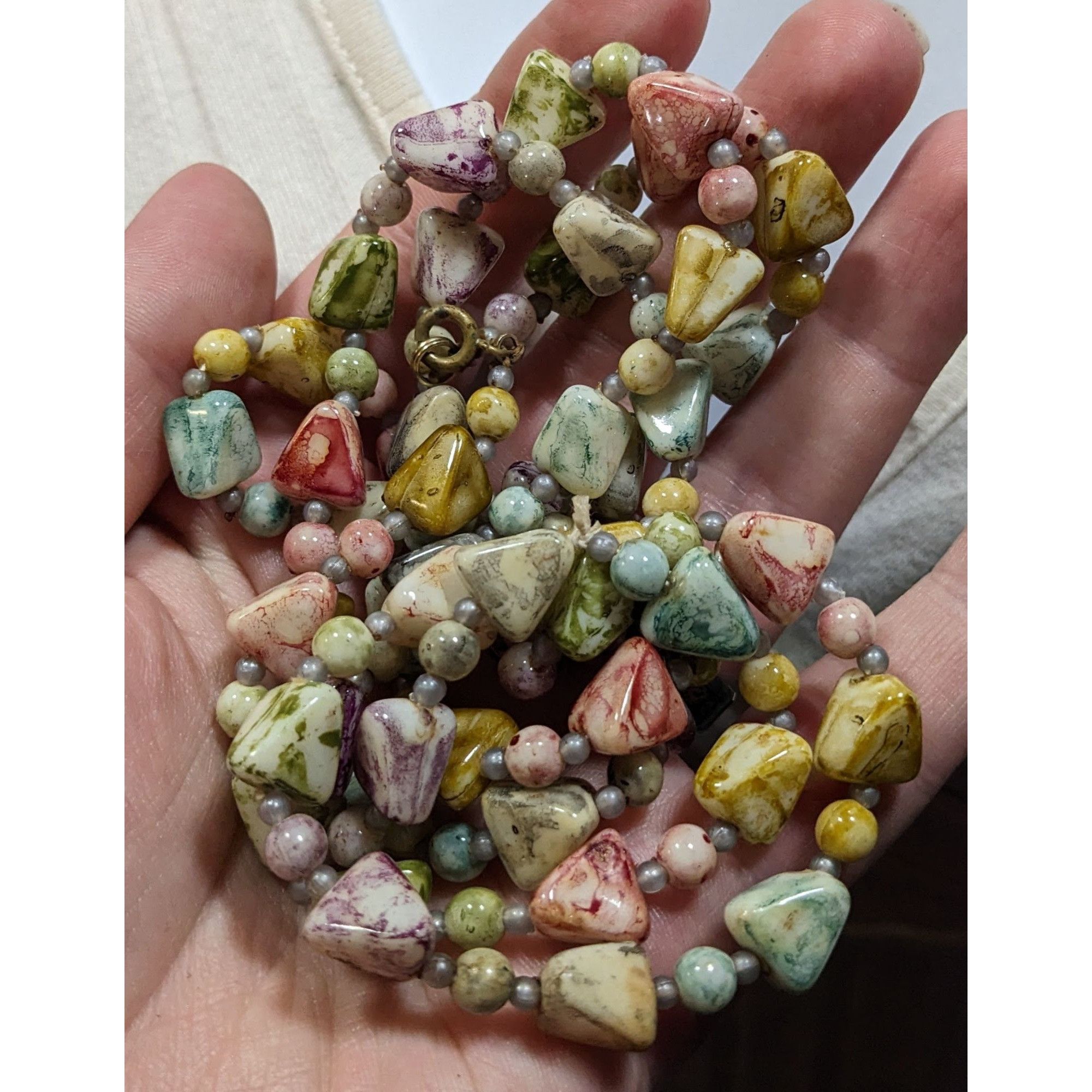 Other Vintage 20s Art Deco Pastel Rainbow Marbled Lucite Beaded Ne Size ONE SIZE - 3 Thumbnail