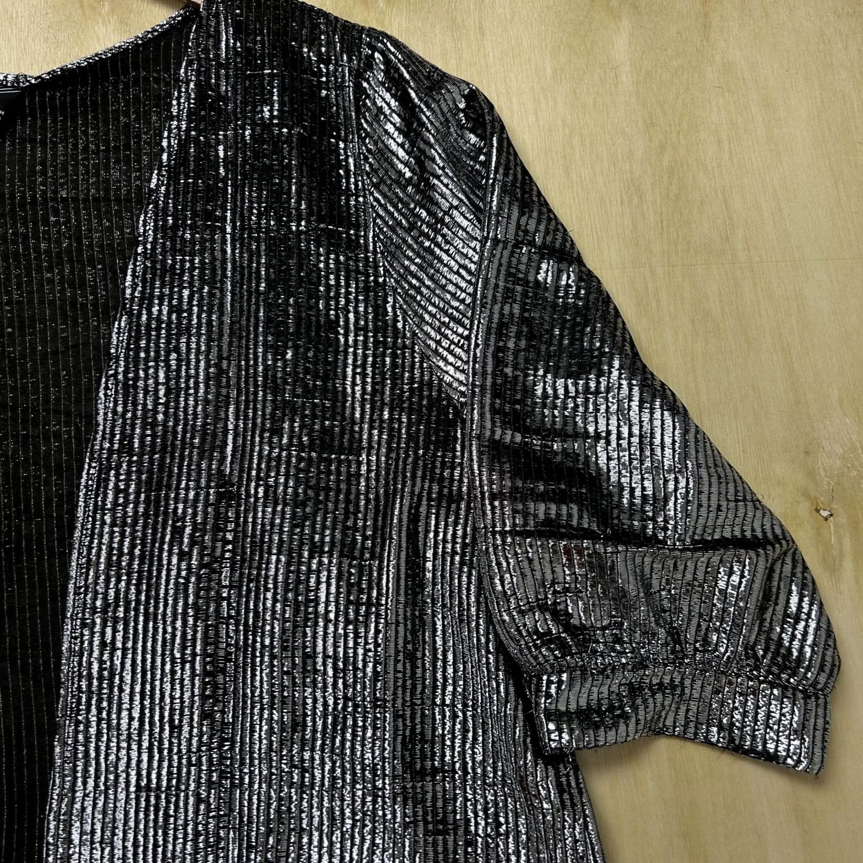 Vintage VINTAGE By Design Jacket Womens XL Kimono Open Front Metallic Striped Party Size XL / US 12-14 / IT 48-50 - 3 Thumbnail