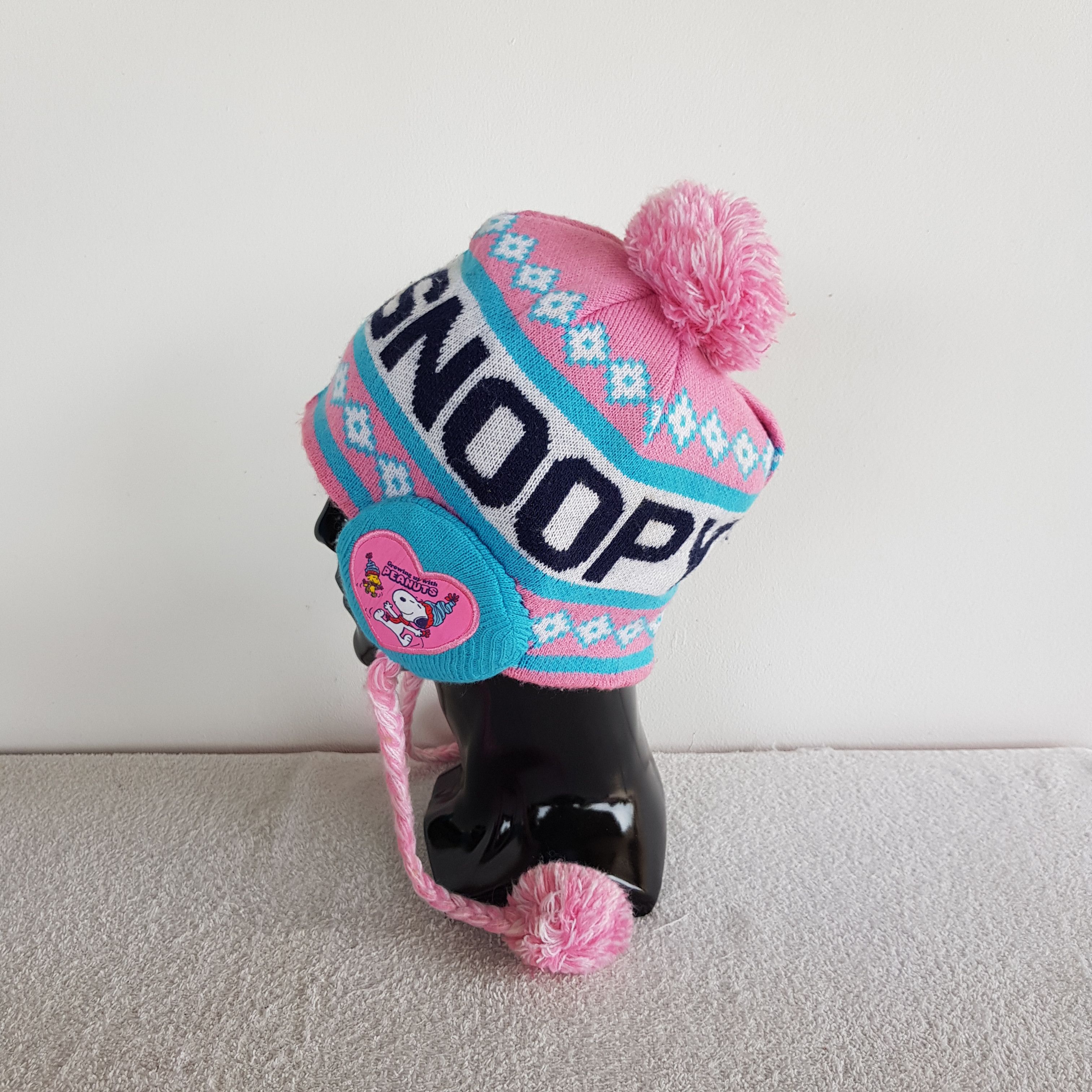 Peanuts Vintage Snoopy Earflap Beanie Funny Snow Cap Hats. Size ONE SIZE - 5 Thumbnail