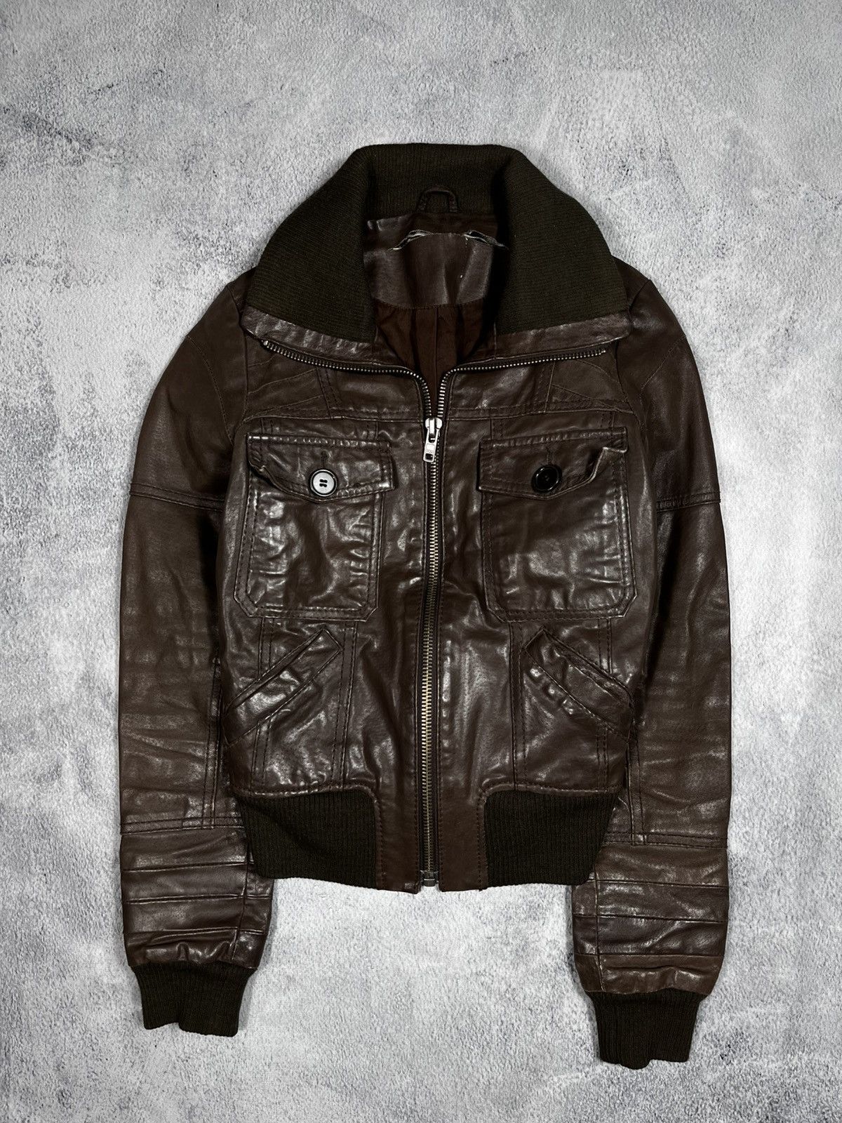 Japanese Brand Vintage Y2K leather flight jacket bomber aviator military XS Size XS / US 0-2 / IT 36-38 - 1 Thumbnail