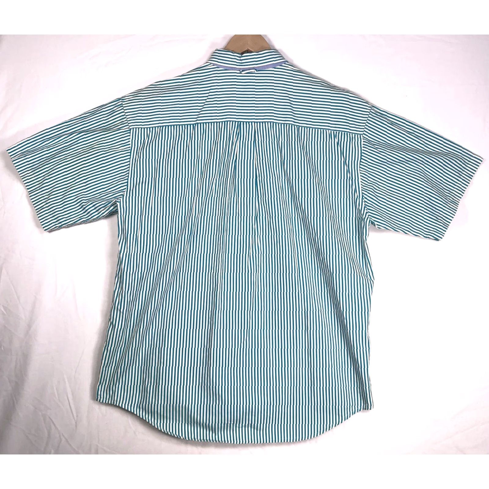 Croft & Barrow VINTAGE Croft & Barrow Shirt Men’s Large Striped 90s Blue Button Short Sl J23 Size US L / EU 52-54 / 3 - 7 Thumbnail