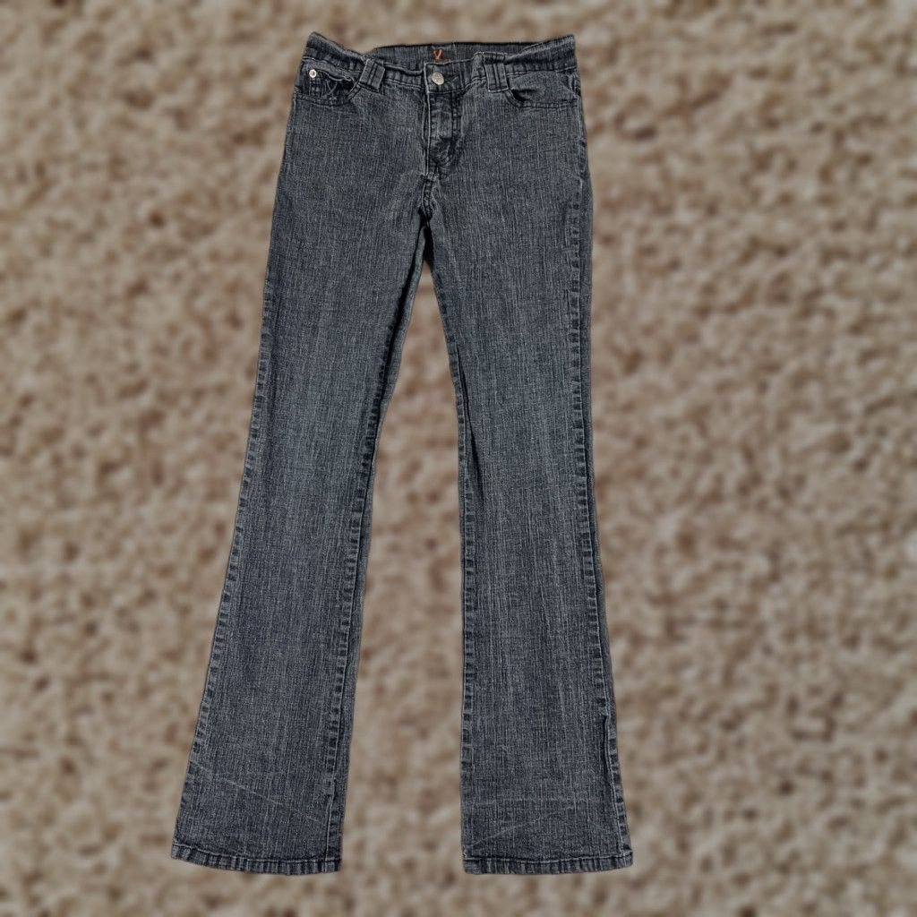 Vintage XES Women's Bootcut Jeans Size 5 Black Denim Regular Fit Mid Rise Embroidered Cotton Blend Vintage 90s Size 27" / US 4 / IT 40 - 1 Thumbnail