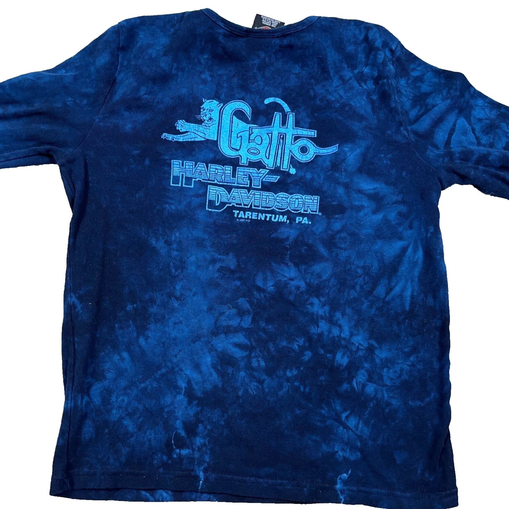 Harley Davidson VINTAGE Harley-Davidson Shirt Women XL Blue Tee 90s 1Y2K Tie Dye V Neck Jaguar Size XL / US 12-14 / IT 48-50 - 2 Thumbnail