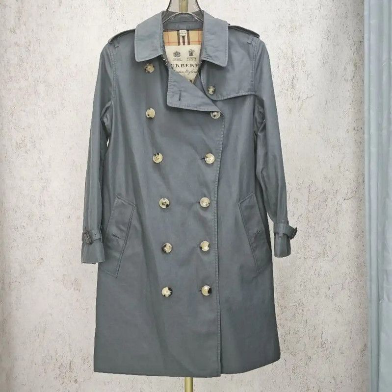 Burberry Burberry Gray Cotton Mid-Length Trench Coat Size L / US 10 / IT 46 - 1 Thumbnail