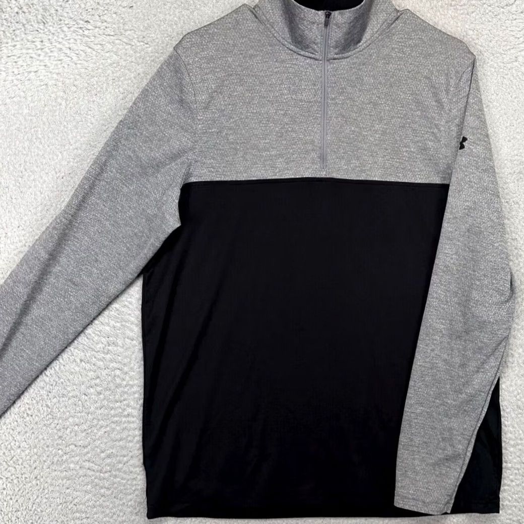 Under Armour Under Armour Sweatshirt Mens Medium Black Colorblock Quarter Zip Pullover Mock Neck Size US M / EU 48-50 / 2 - 3 Thumbnail