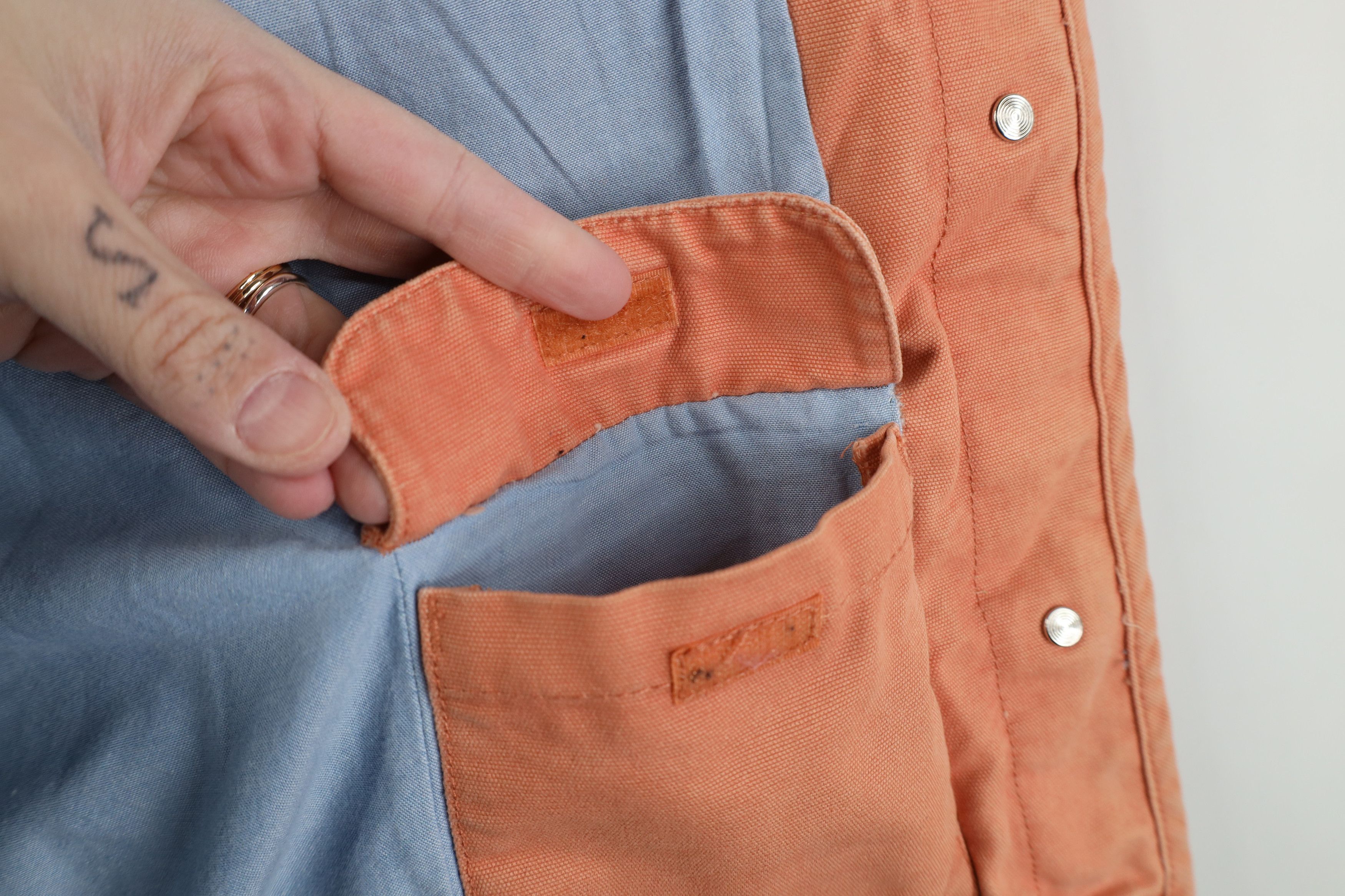 Vintage Vintage Y2K Streetwear Canvas Trucker Jacket Salmon Pink Size L / US 10 / IT 46 - 13 Thumbnail
