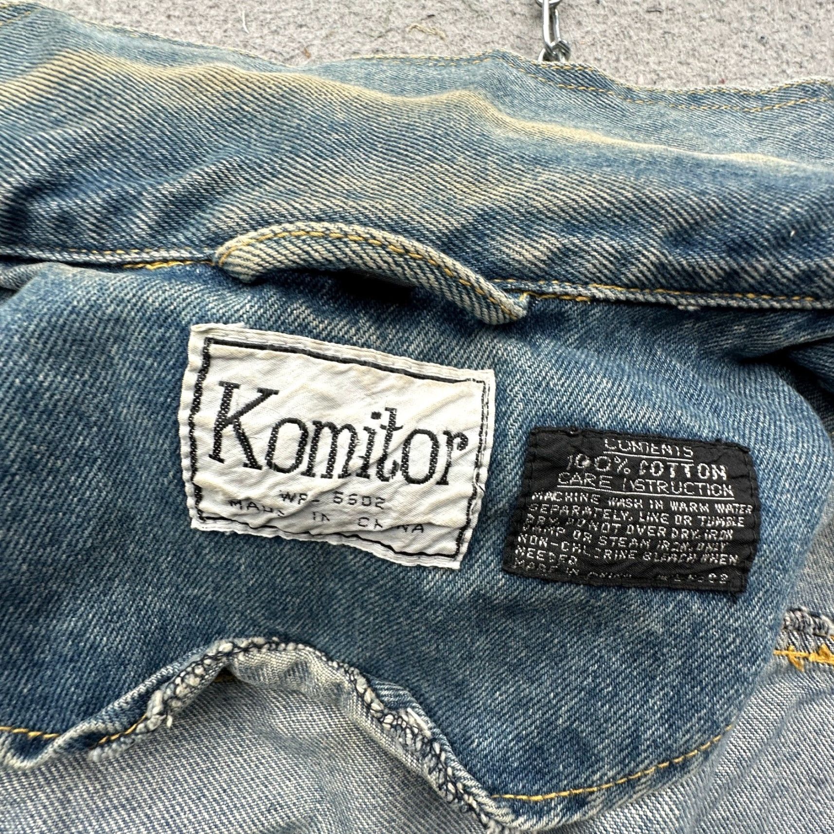 DAKS VINTAGE Komitor Denim Trucker Jacket Womens XL 90s Patchwork Patches Denim Jacket Casual Women XL Blue Size XL / US 12-14 / IT 48-50 - 3 Thumbnail