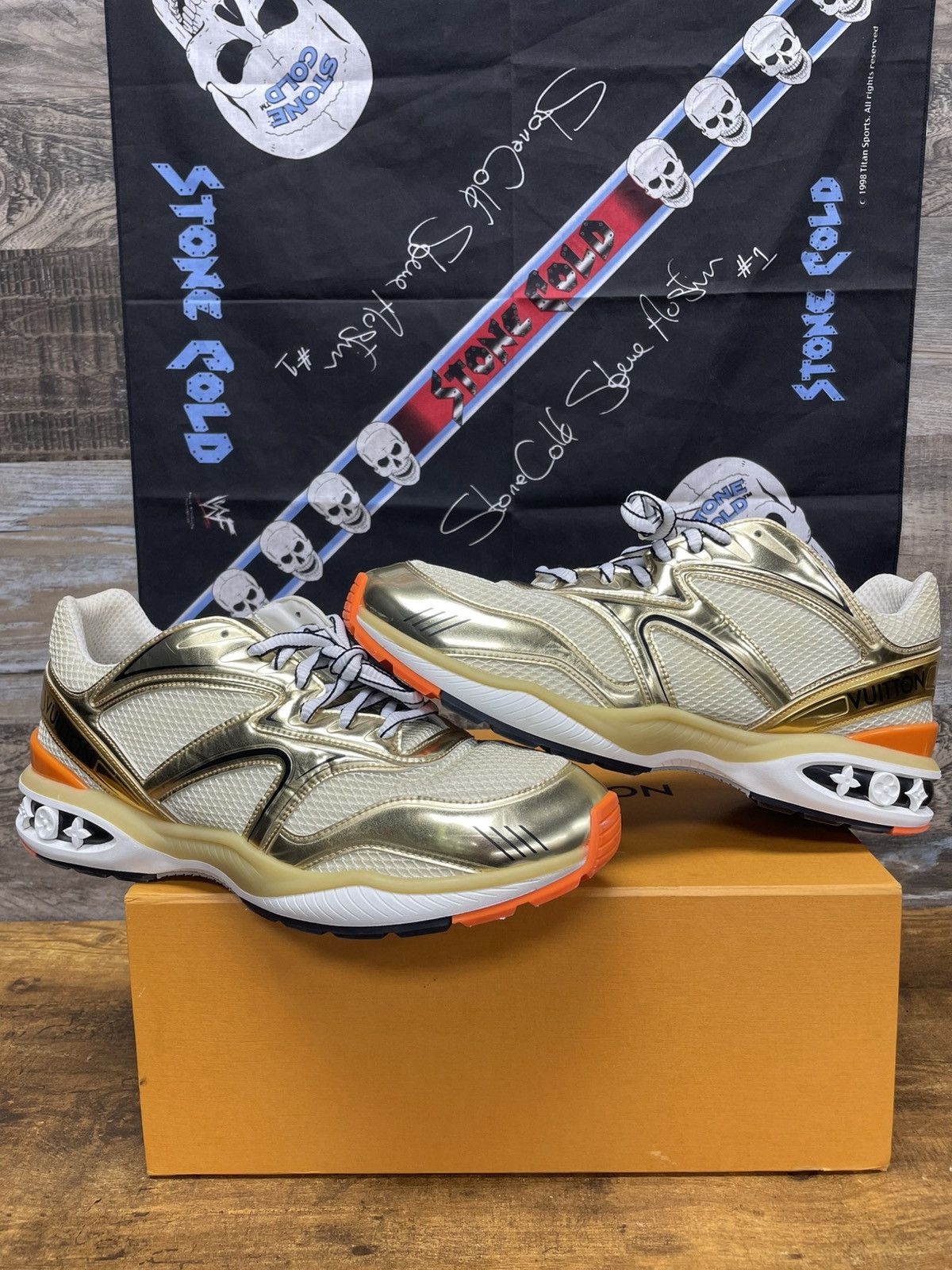 Louis Vuitton 11-Louis Vuitton Metallic Gold Trail Sneaker Size US 11 / EU 44 - 1 Thumbnail