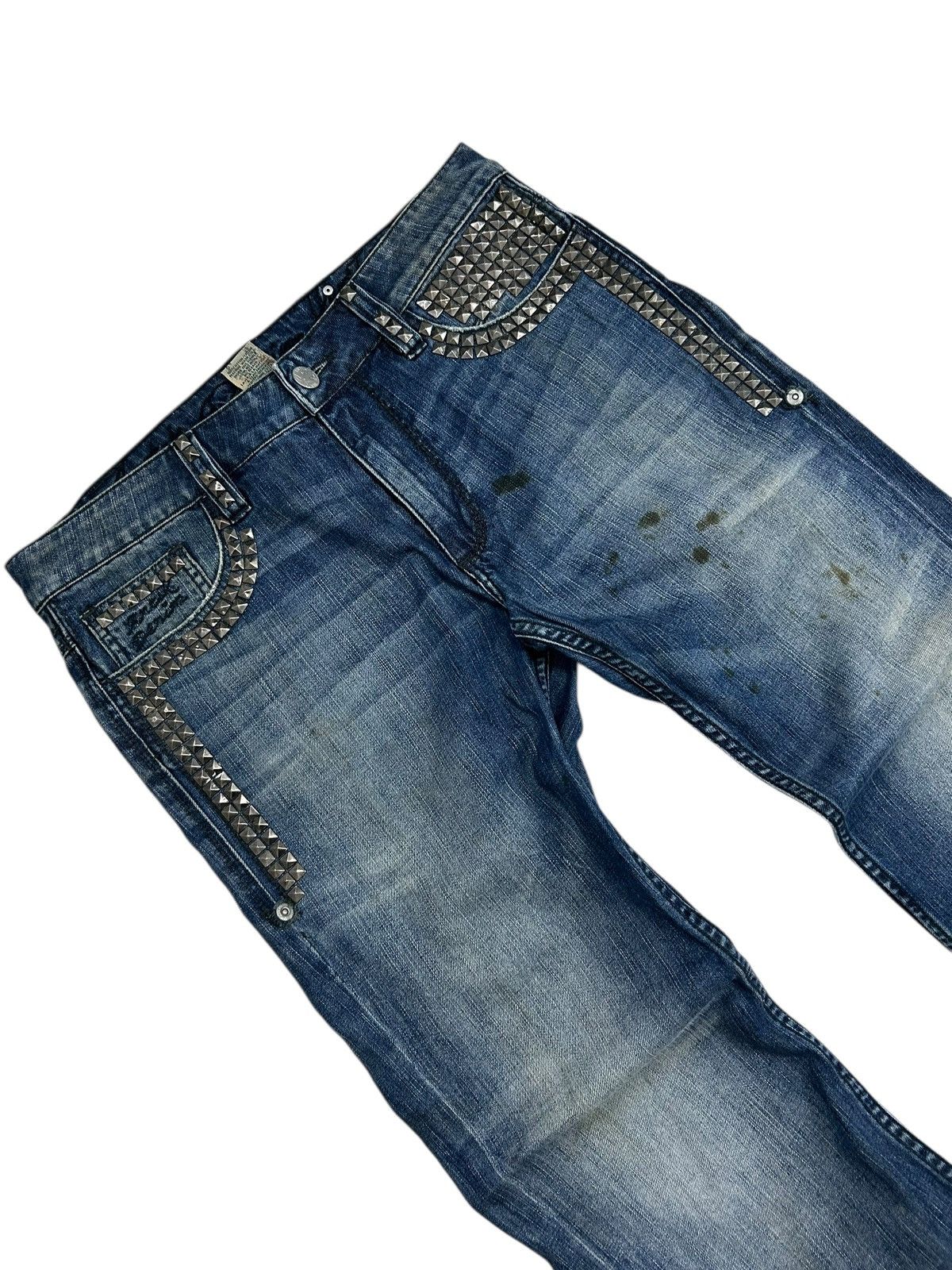20471120 × GOSTAR DE FUGA × Japanese Brand Antik Heritage Denim Baggy Style Studded Mud Washed Distress Size US 34 / EU 50 - 4 Thumbnail