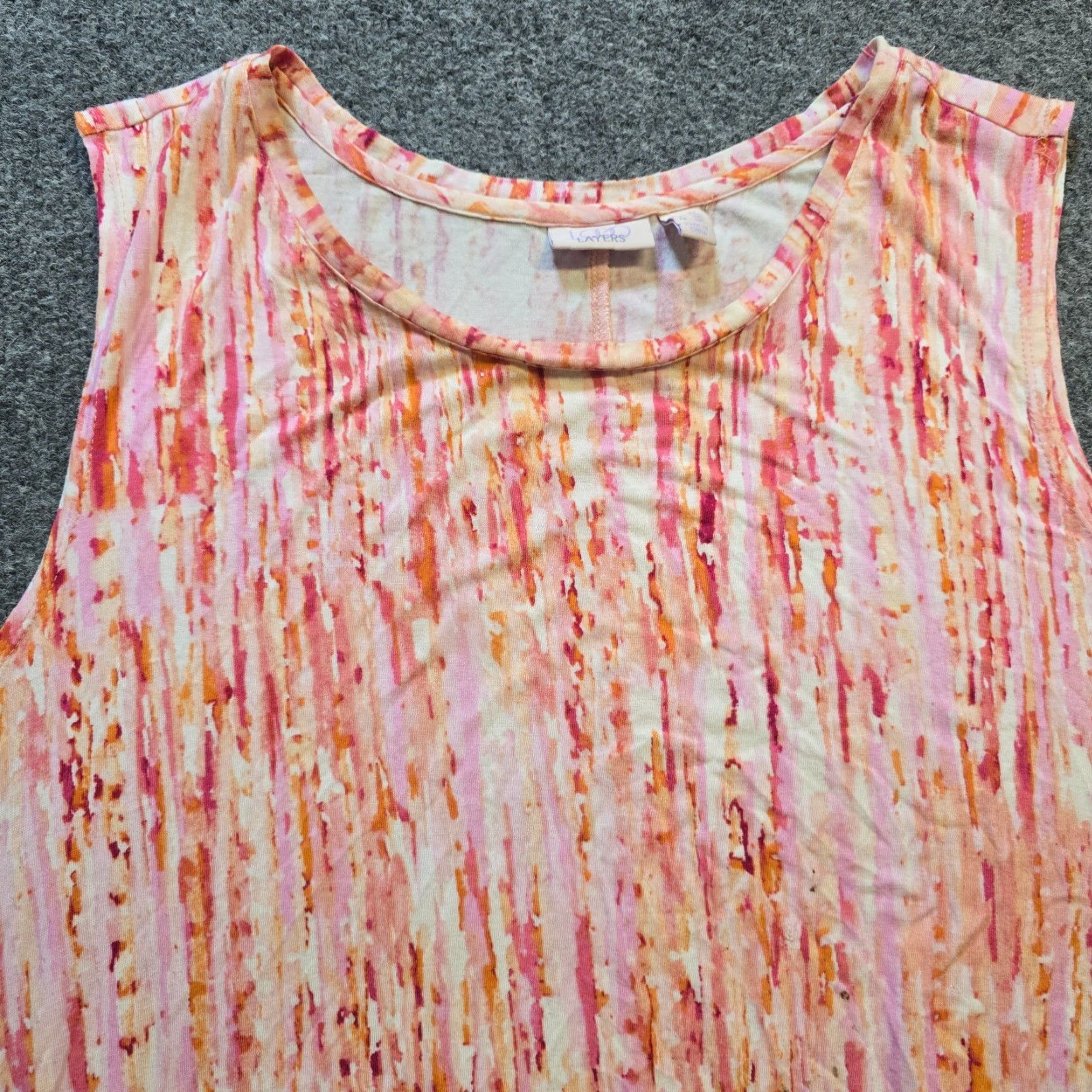 Vintage LOGO by Lori Goldstein Top Womens 2X Orange Pink Sleeveless Stretch Tunic Tank Shirt Size XXL / US 16-18 / IT 52-54 - 2 Thumbnail