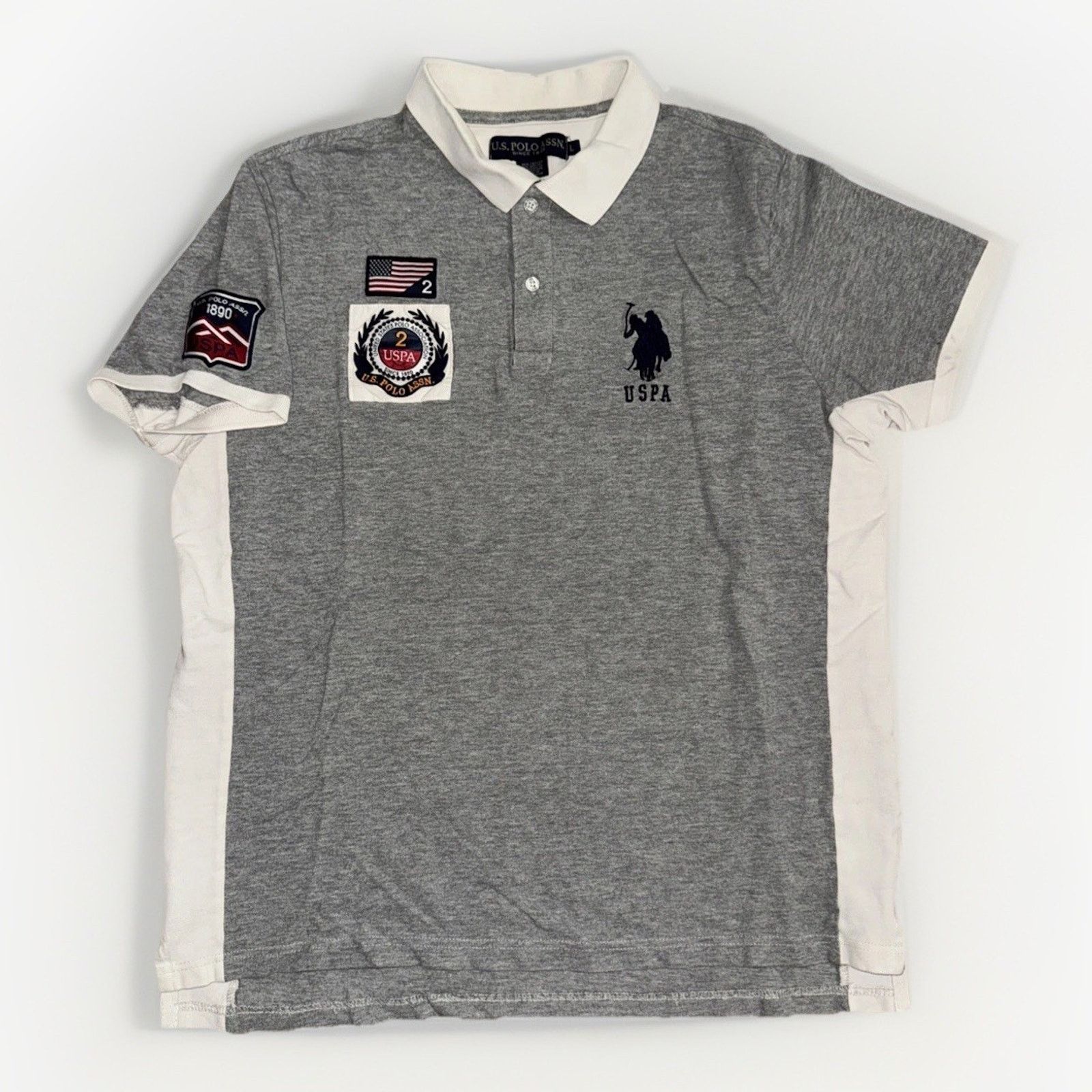 U.S. Polo Assn. USPA Polo Assn Grey Embroidered Patch Polo Shirt L 22x26 Size US L / EU 52-54 / 3 - 1 Thumbnail