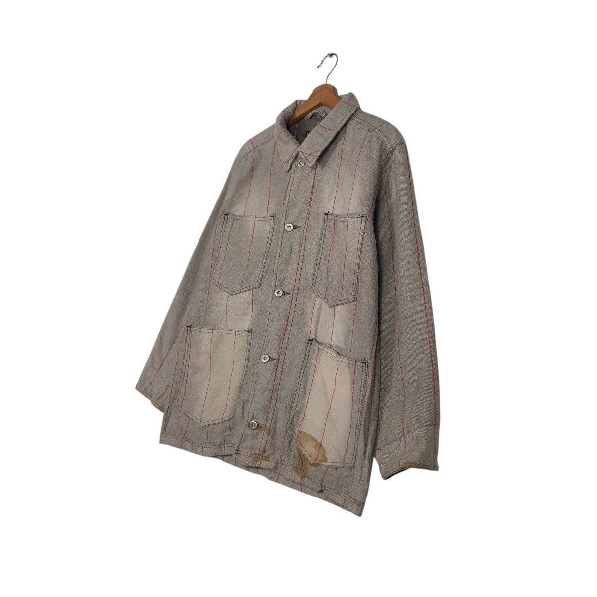 Japanese Brand VINTAGE HICKORY CHORE STRIPED JACKET ELECTRONIC ISSEYMIYAKE Size US L / EU 52-54 / 3 - 4 Thumbnail