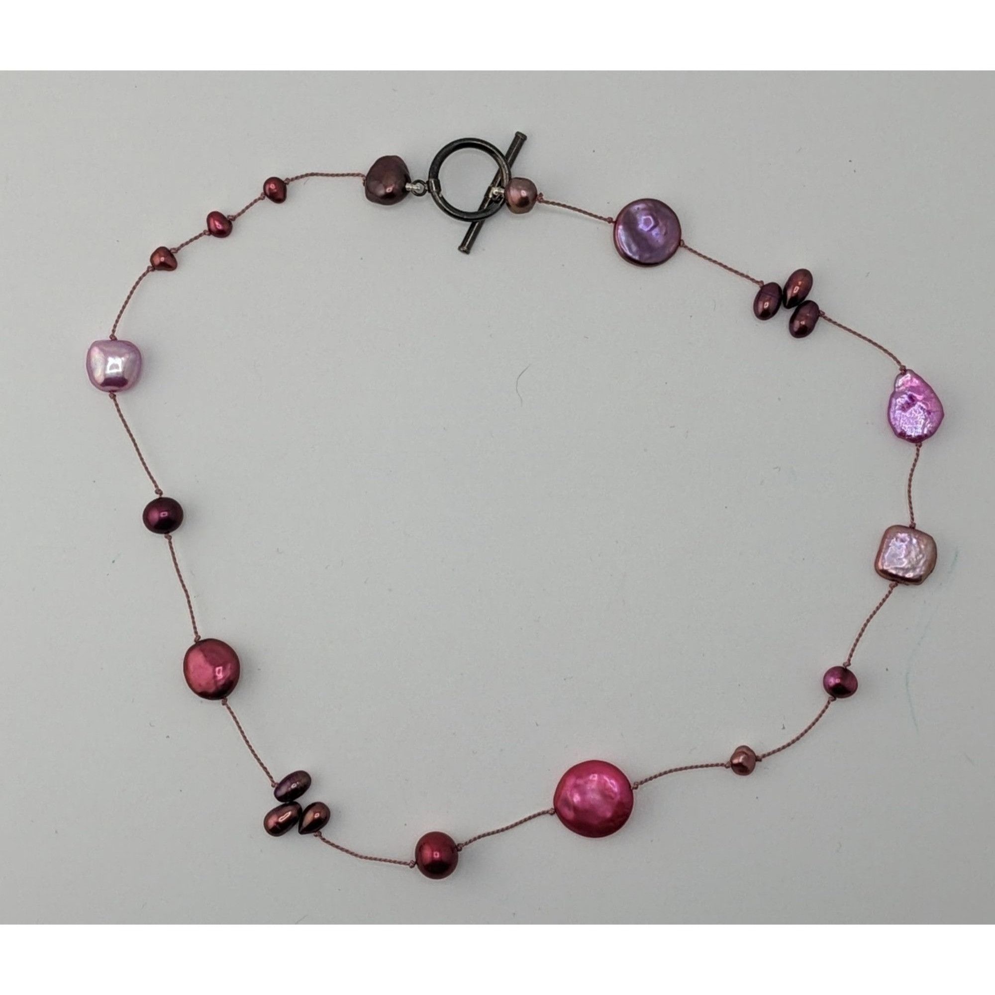 Handmade Vintage Handmade Pink Freshwater Pearl Necklace With Toggle Size ONE SIZE - 5 Thumbnail