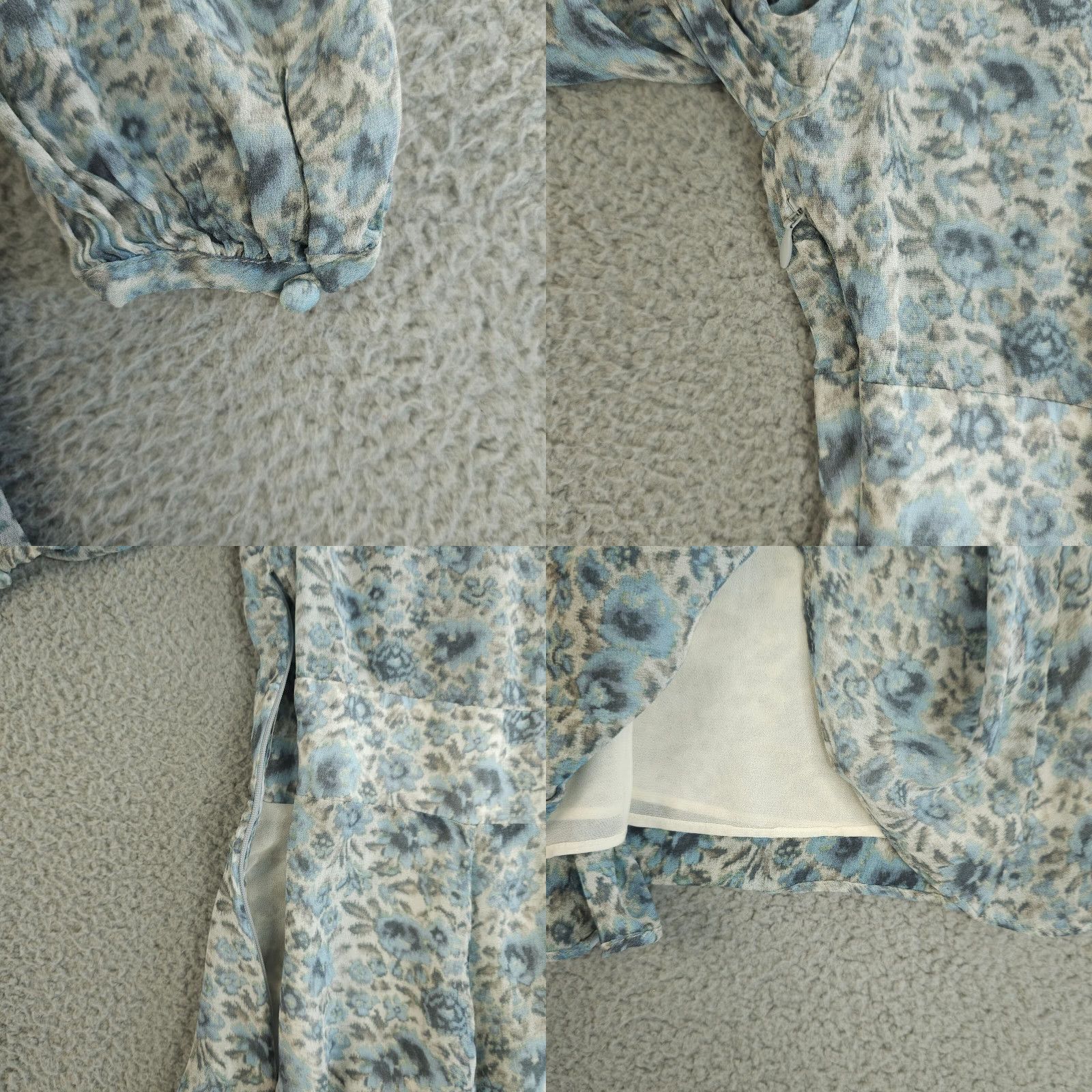 LoveShackFancy LoveShackFancy Cassidy Dress Blue Floral Puff Sleeve Ocean Breeze Mini Lined Crepe Casual Womens Short Dress 0 Size XS / US 0-2 / IT 36-38 - 9 Thumbnail