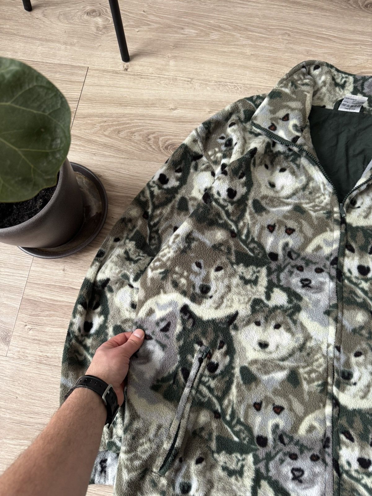 Other Vintage Y2K Animal Wolf Print Outdoor Fleece Jacket Size US XL / EU 56 / 4 - 4 Thumbnail