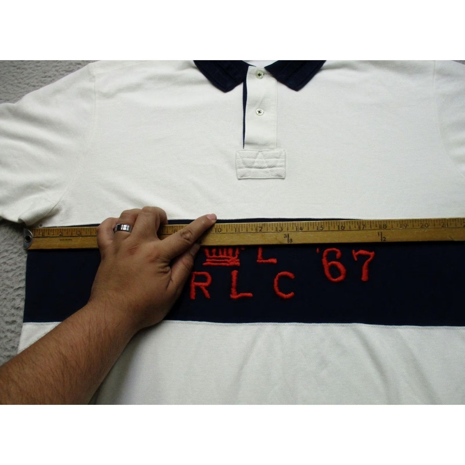 Polo Ralph Lauren Vintage Ralph Lauren Polo Shirt Mens XL White Stripe PRLC 67 Crown Rugby Size US XL / EU 56 / 4 - 7 Thumbnail