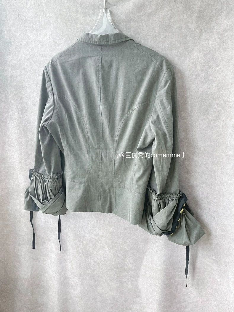 Comme des Garcons Comme Des Garcons Dark Grey Lapel Petal Court Sleeve Jacke Size S / US 4 / IT 40 - 6 Thumbnail