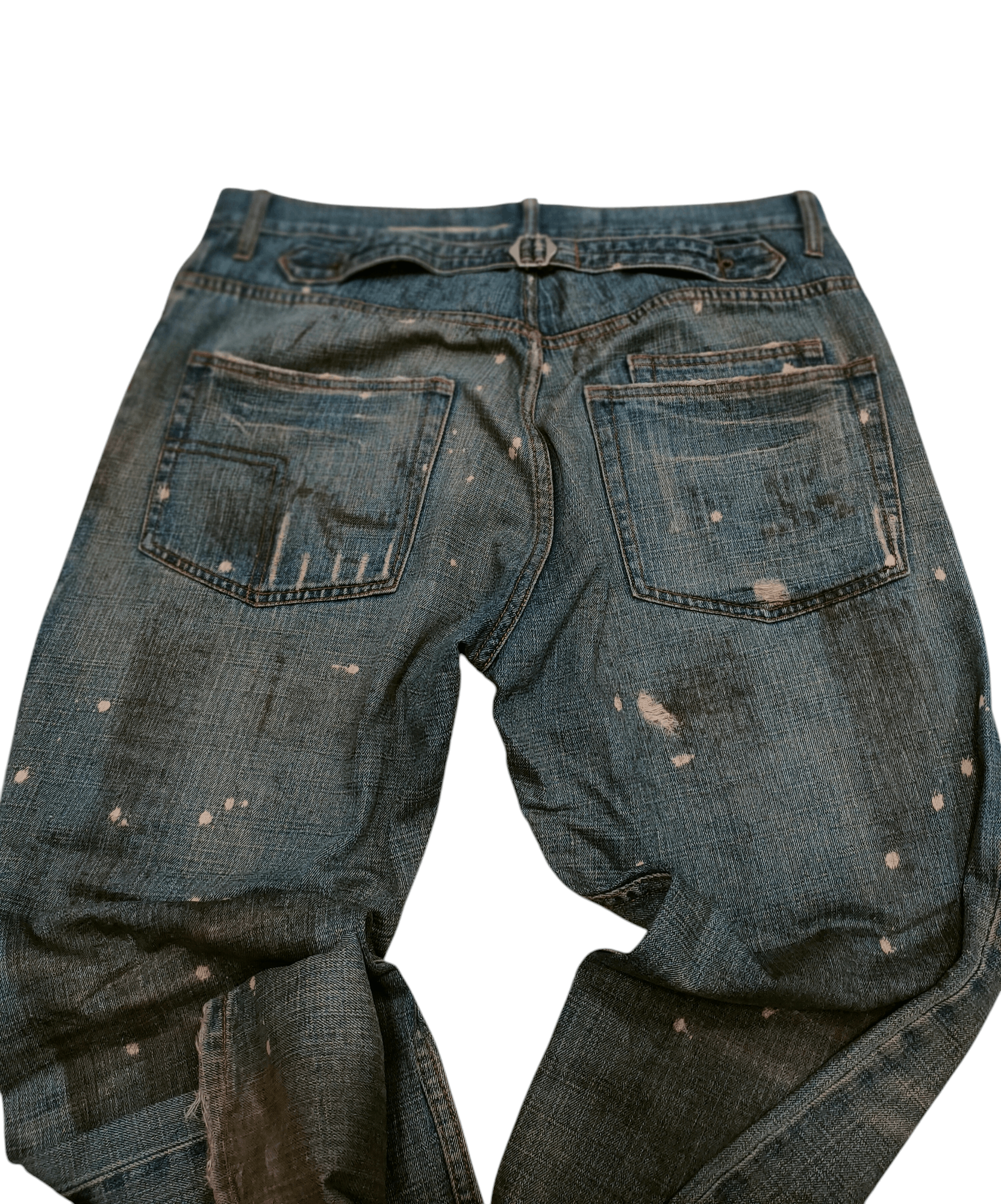 Japanese Brand 💥Flared Buckle Back Stick Around Loose Denim 💥 Size US 36 / EU 52 - 8 Thumbnail