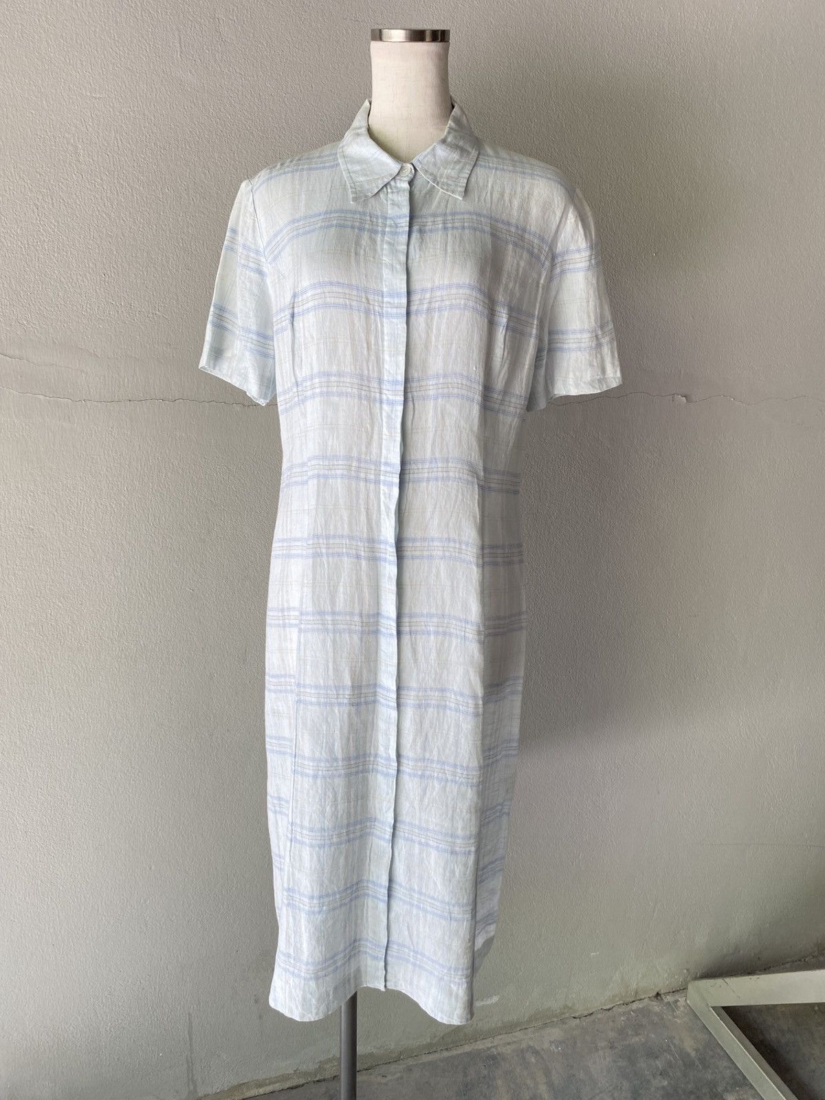 Burberry Burberry Light Blue Checkered Dress Size S / US 4 / IT 40 - 6 Thumbnail