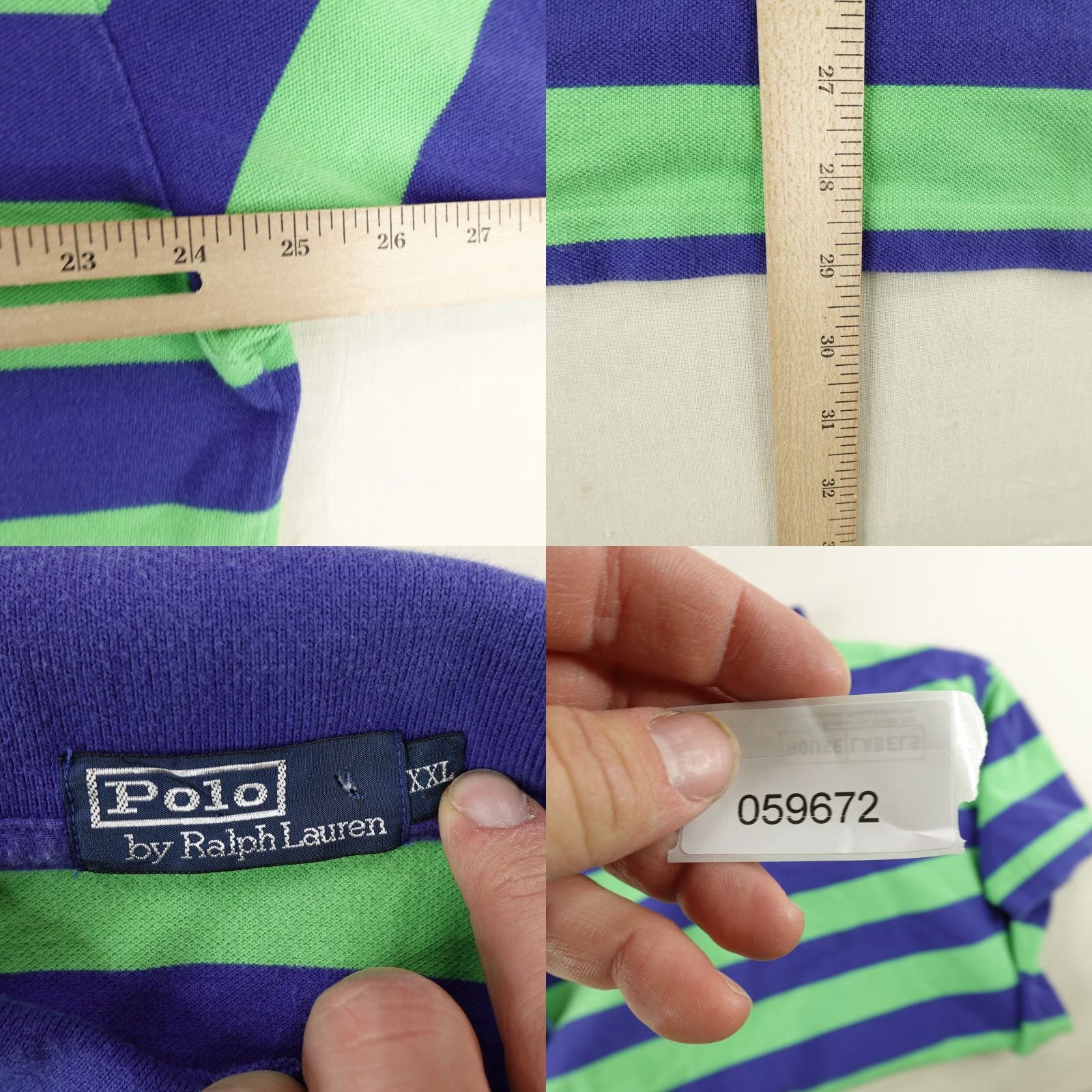 Polo Ralph Lauren VINTAGE Ralph Lauren Polo Shirt Mens 2XL Cotton Striped Short Sleeve Collared Y2K Logo Blue Size US XXL / EU 58 / 5 - 8 Thumbnail