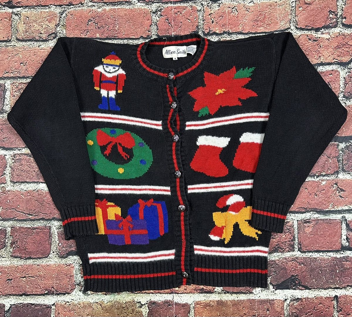 Other Vintage Allison Smith Sweater Granny Ugly Christmas Cardigan Size M / US 6-8 / IT 42-44 - 1 Thumbnail