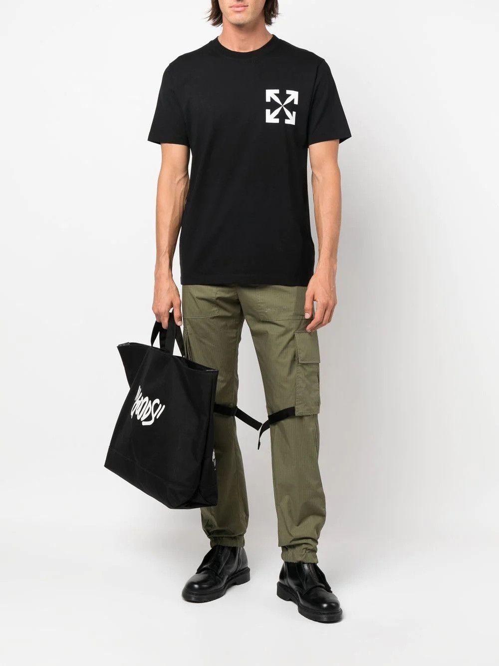 Off-White o1gr1nt1124 Diag Tab Cotton Cargo Pant in Army Green Size US 30 / EU 46 - 2 Thumbnail