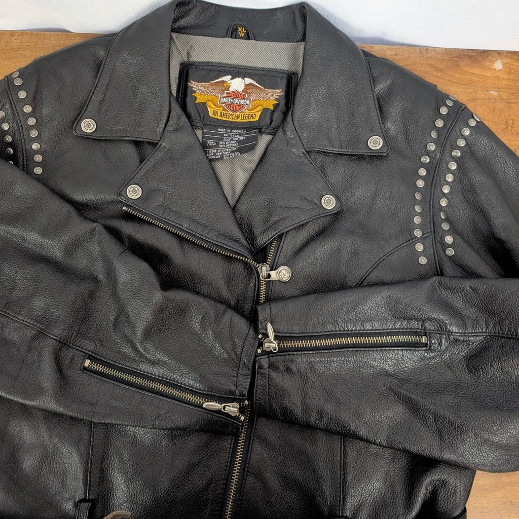 Harley Davidson Harley Davidson Studded Black Leather Motorcycle Jacket XL Size XL / US 12-14 / IT 48-50 - 4 Thumbnail