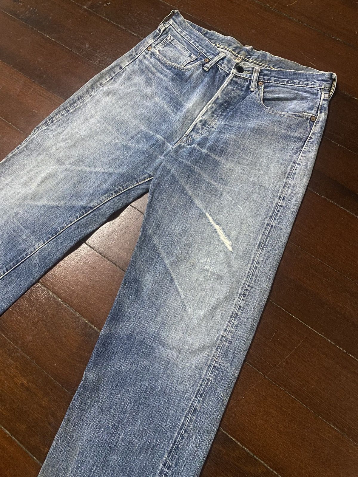 Warehouse Vintage PHERROWS distressed denim wide leg selvedge Size US 34 / EU 50 - 7 Thumbnail