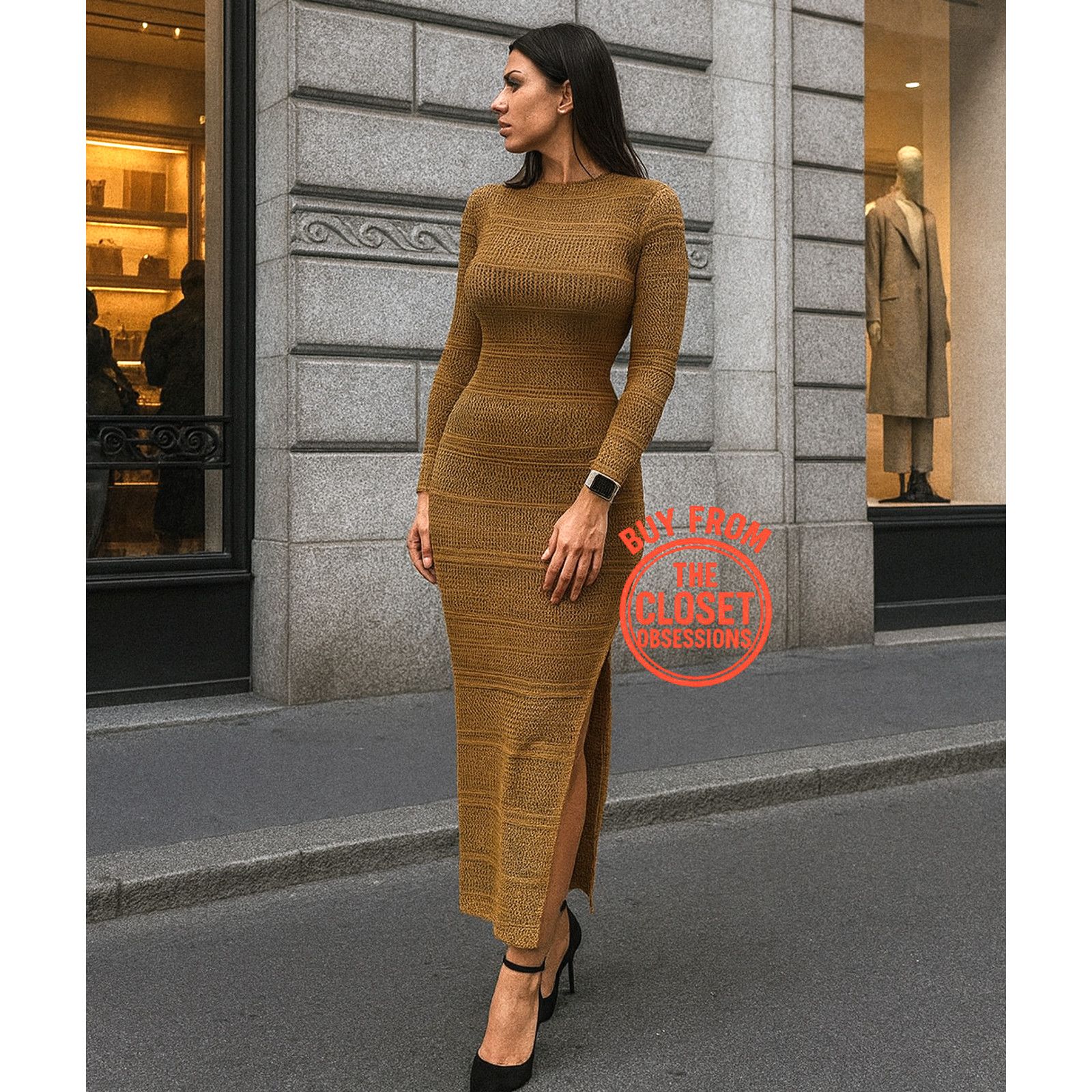 Mango MANGO Long Knit Openwork Maxi Dress NWT — Brown Size M / US 6-8 / IT 42-44 - 2 Thumbnail