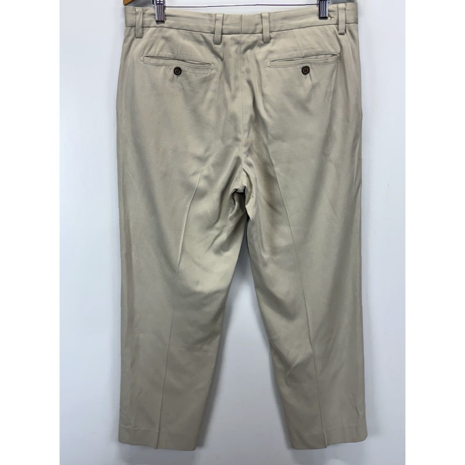 Tommy Bahama TOMMY BAHAMA Silk Blend Pants Trousers 34x30 Mens Beige Beach Flat Front Size US 34 / EU 50 - 3 Thumbnail