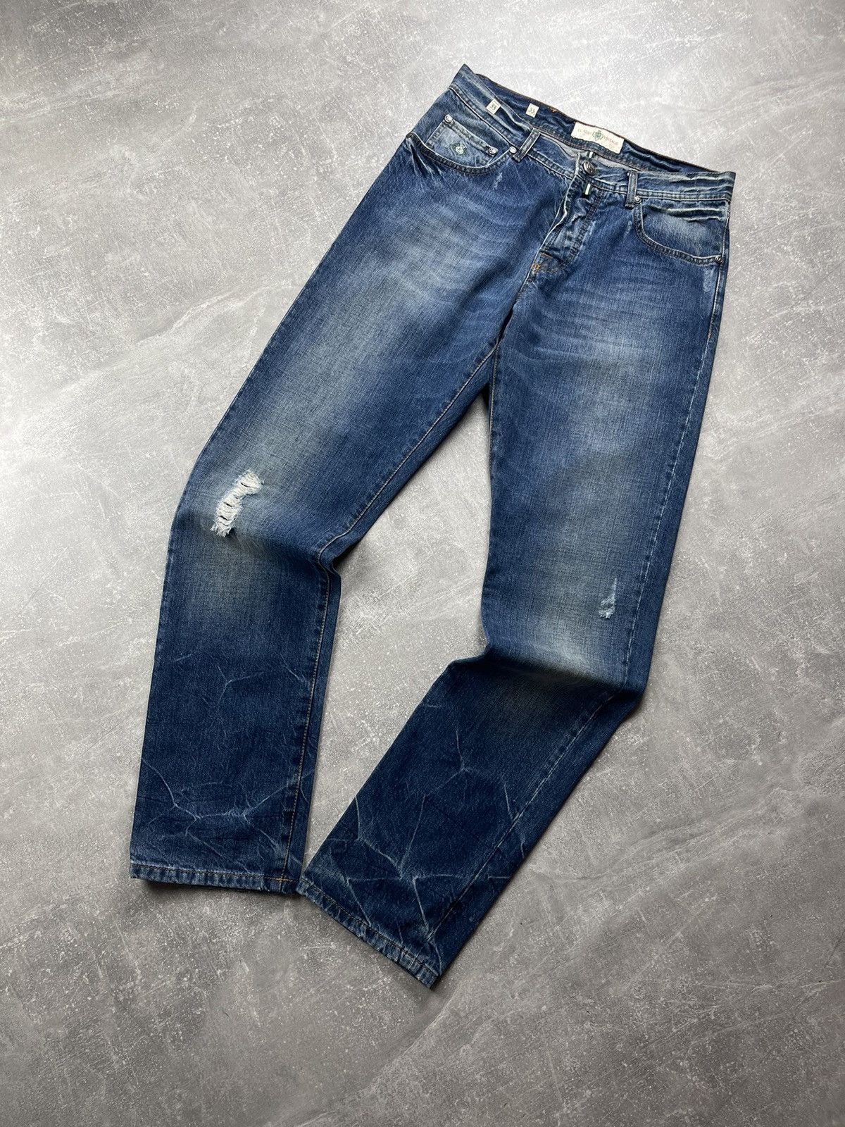 Luigi Borrelli Luigi Borrelli Luxury Distressed Denim Jeans Blue Size US 33 - 6 Thumbnail