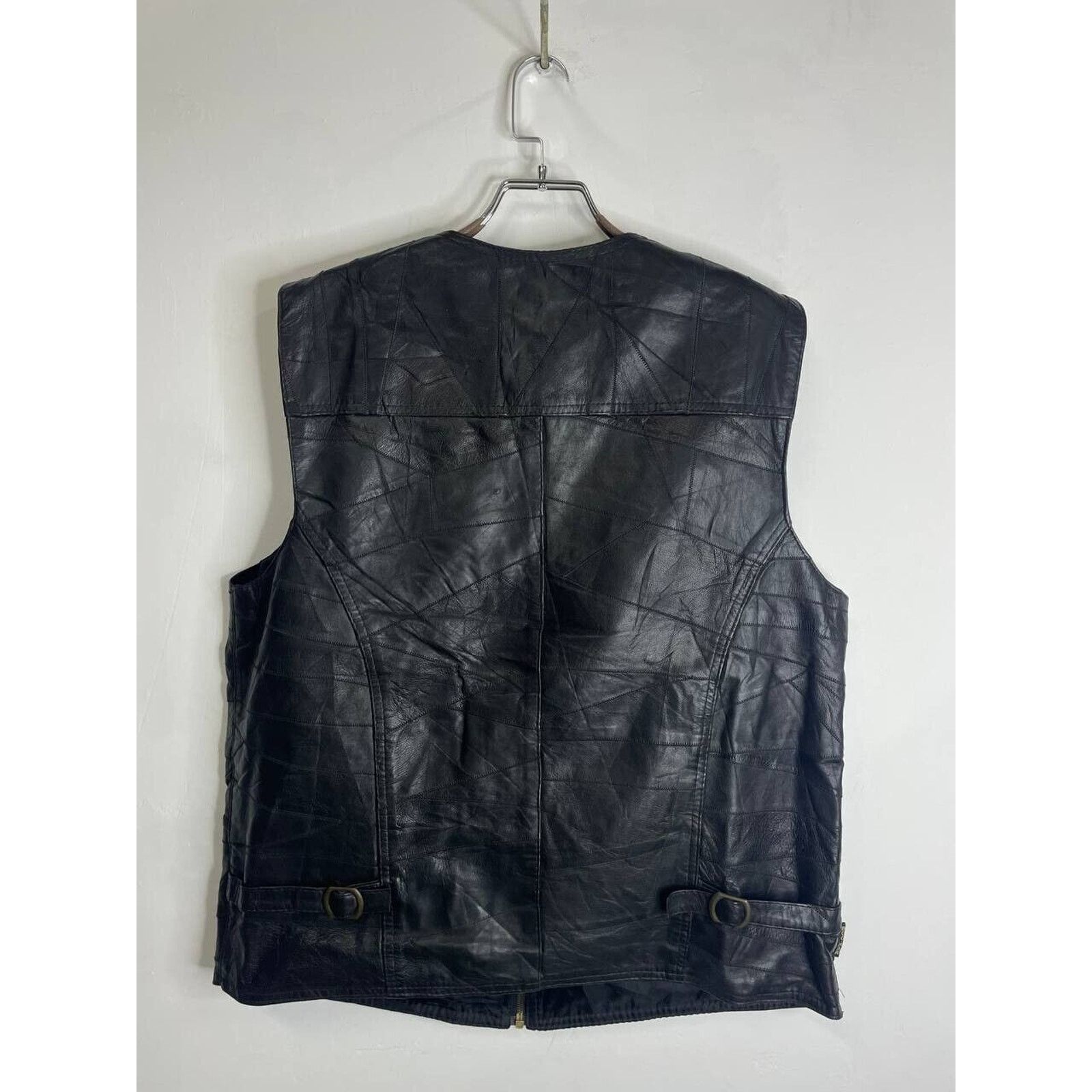 Vintage Vintage Black Leather Biker Vest Utility Pockets Size US XL / EU 56 / 4 - 4 Thumbnail