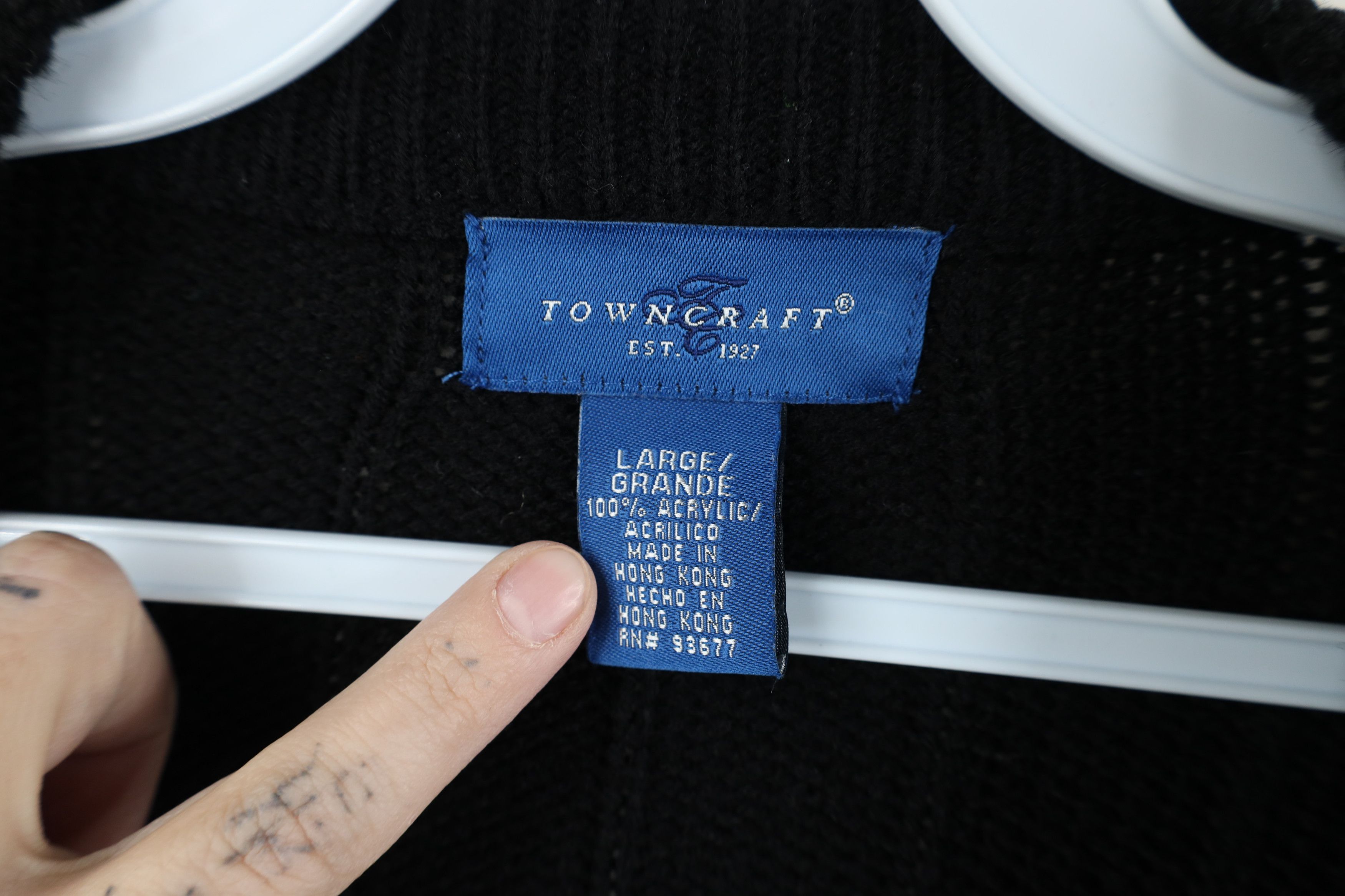 Vintage Vintage 90s Streetwear Cable Knit Cardigan Sweater Black Size US L / EU 52-54 / 3 - 4 Thumbnail