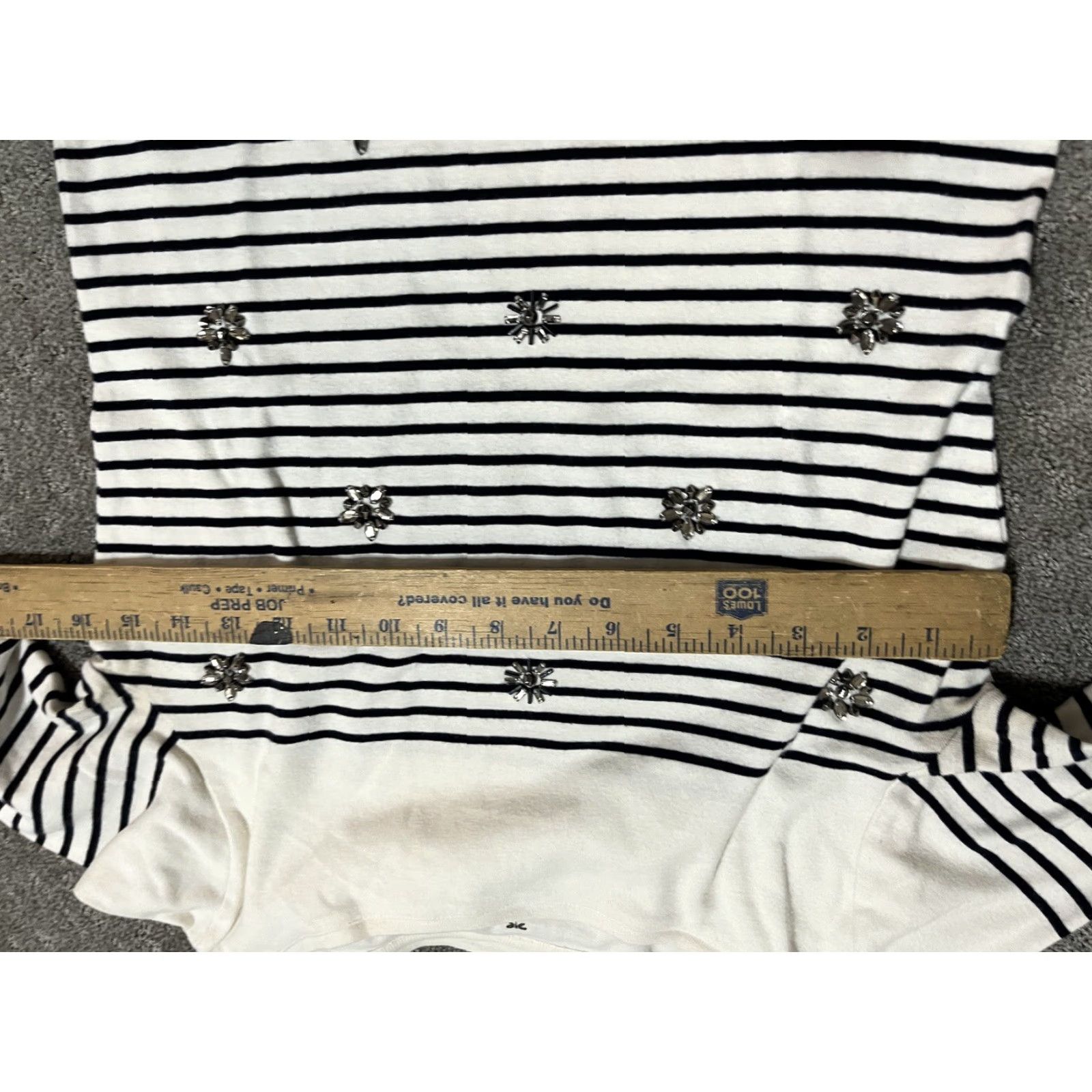 Talbots Talbots VINTAGE Petites Crewneck T-Shirt Black/White Stripe 3/4 Sleeve Embellished Rhinestone Womens Size S / US 4 / IT 40 - 4 Thumbnail
