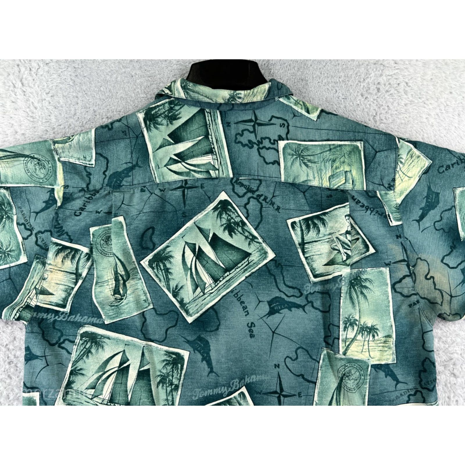 Tommy Bahama Tommy Bahama Shirt Mens Medium Green Postcard Print RELAX 100% Silk Hawaiian Size US M / EU 48-50 / 2 - 6 Thumbnail