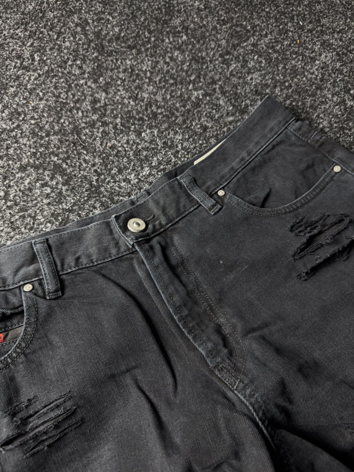Diesel Luxury Y2K Diesel Niclah Heavy Distressed Washed Black Jeans Size 31" - 7 Thumbnail