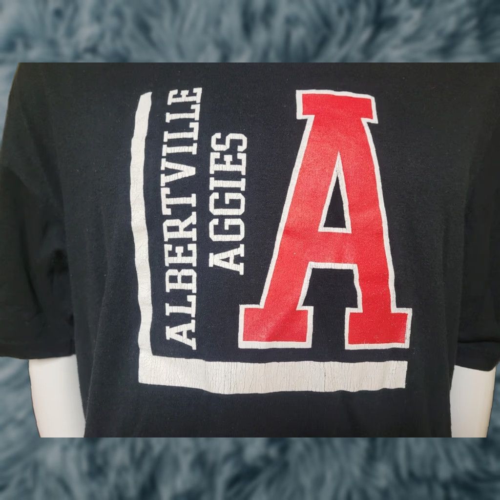 Russell Athletic VINTAGE Russell Athletic Albertville Aggies T Shirt 2XL Black Cotton Blend Crew Neck Short Sleeve Men's 50/50 Alabama Shirt Size US XXL / EU 58 / 5 - 1 Thumbnail