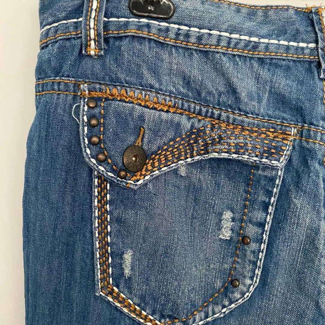 Vintage Ten25 Womens High Rise Straight Leg Distressed Blue Jeans Medium Wash Size 30" / US 8 / IT 44 - 5 Thumbnail