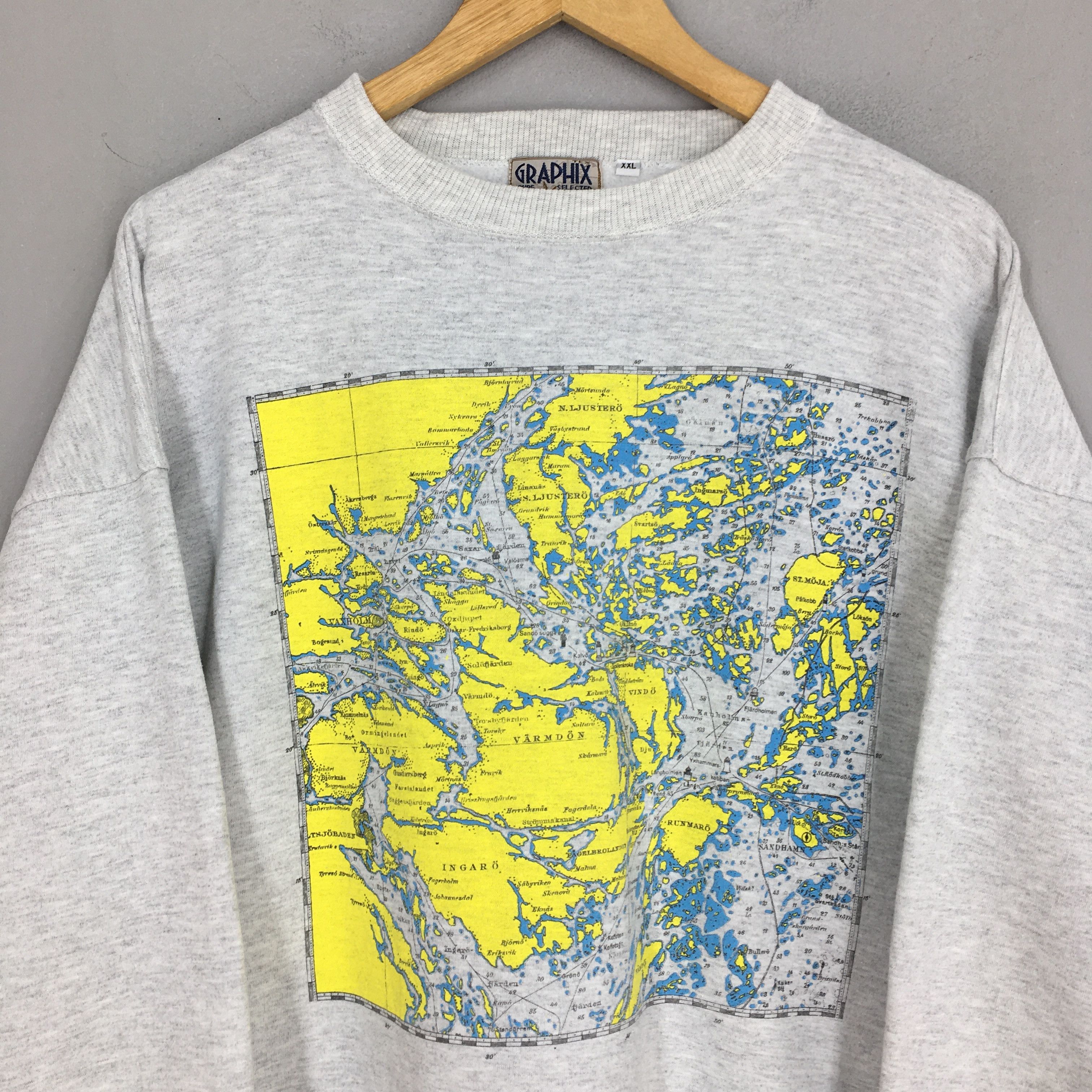 Vintage Vintage Maps Of Sweden Gray Sweatshirt XXLarge Size US XXL / EU 58 / 5 - 2 Thumbnail