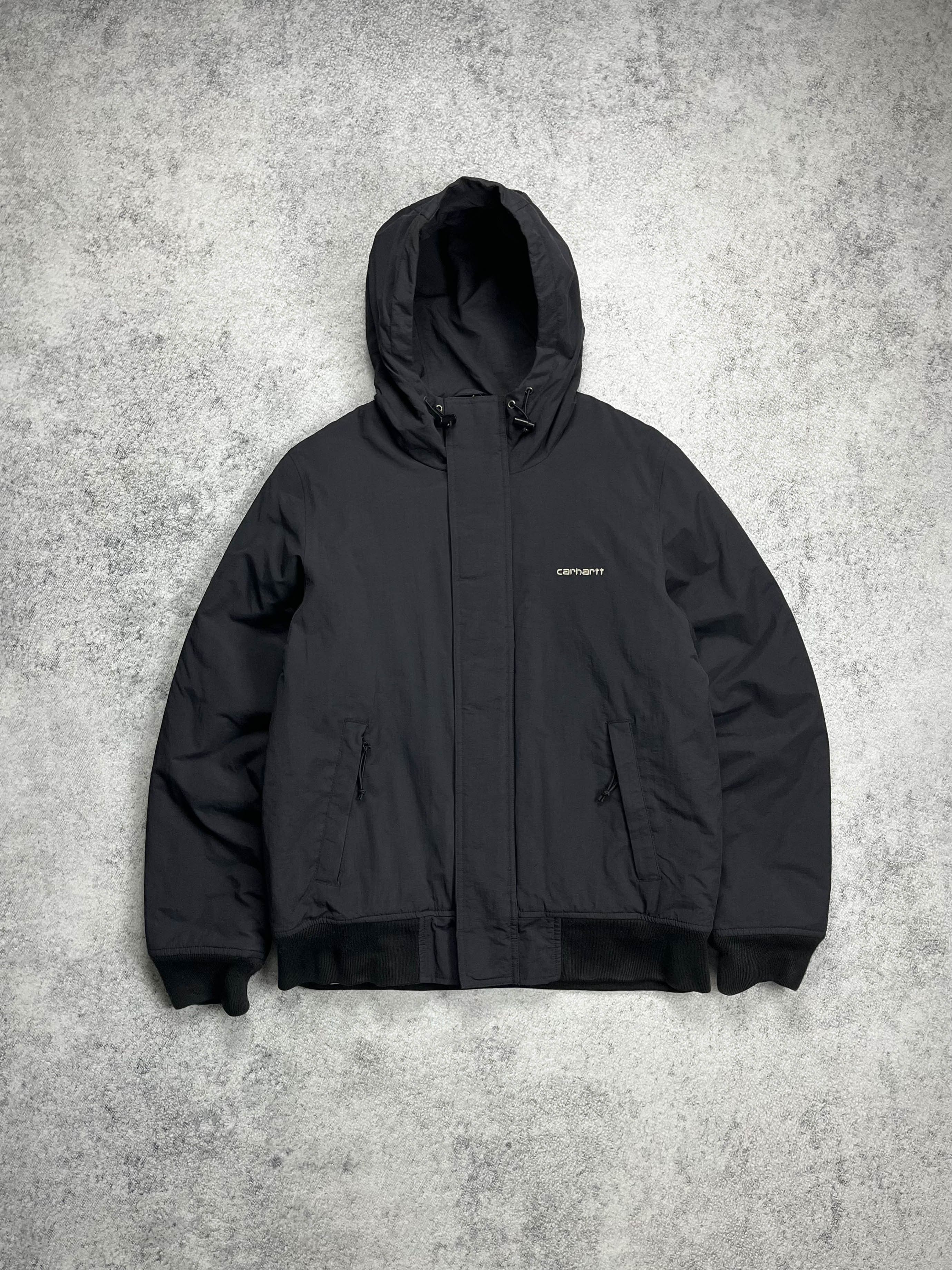 image of Carhartt Hooded Bomber Jacket in Black, Men's (Size Medium)