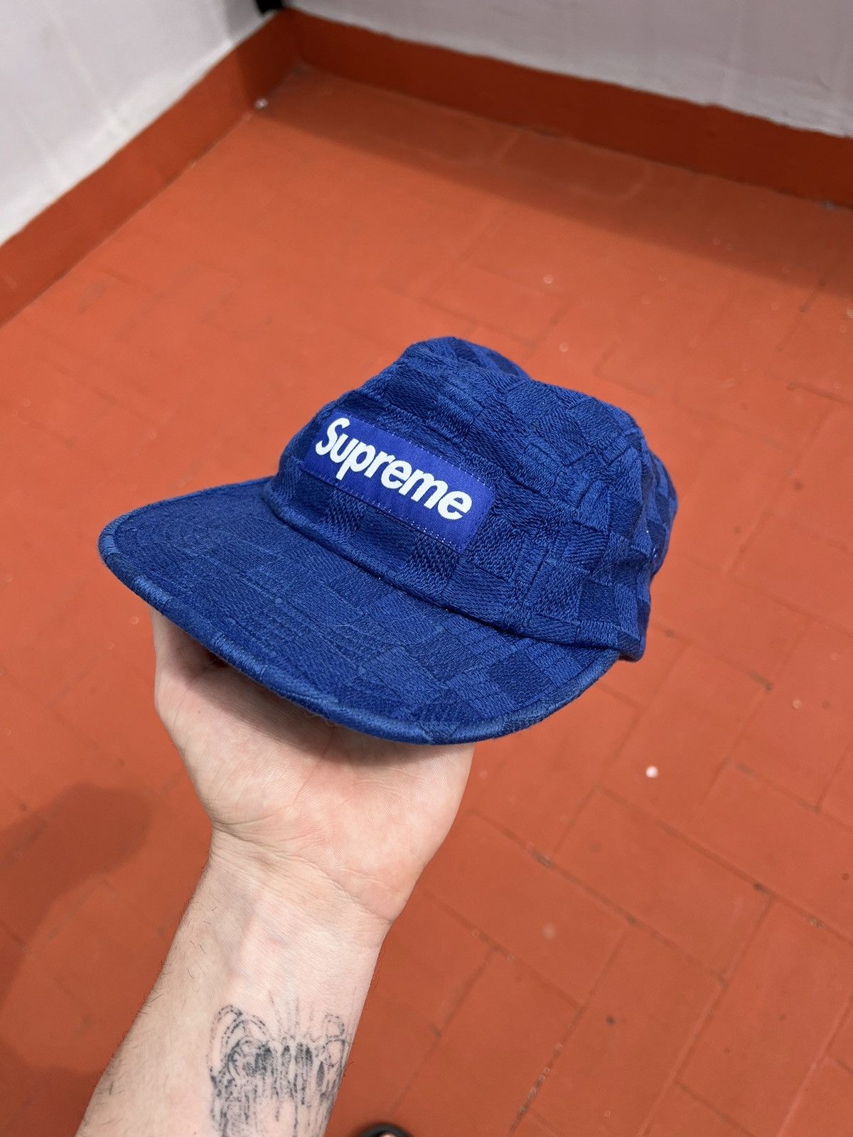 Supreme Checker Weave Camp Cap | Grailed