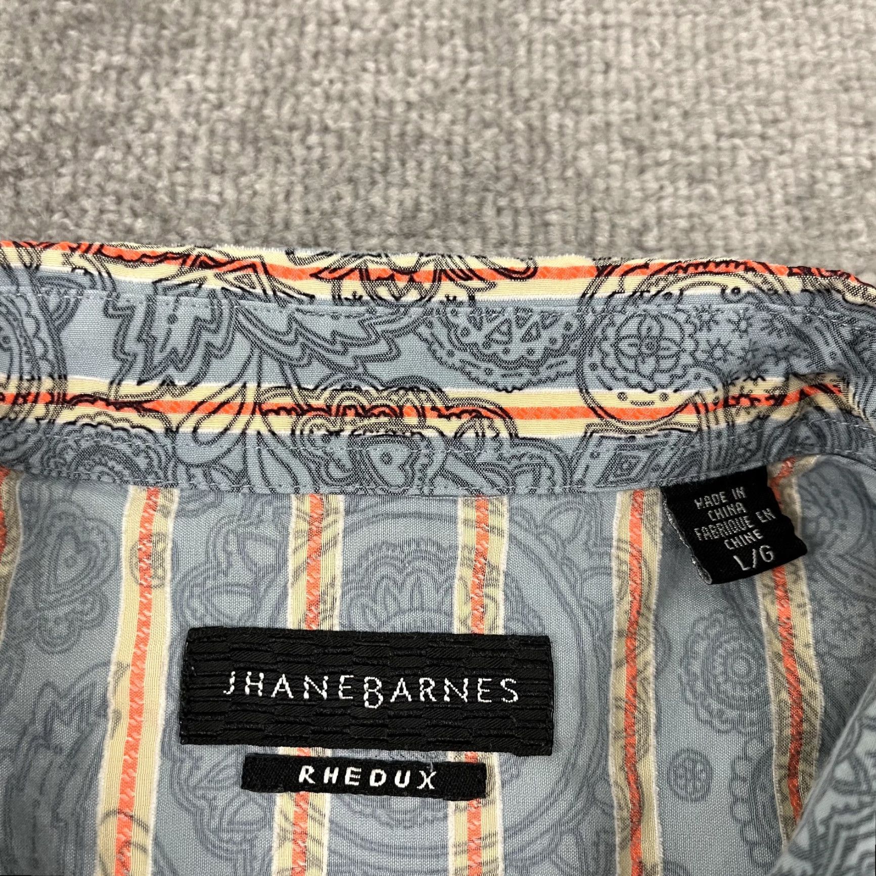 Vintage VINTAGE JHANE BARNES Rhedux Shirt Mens Large Blue Gray Paisley Snap Limited Edition /168 Size US L / EU 52-54 / 3 - 3 Thumbnail