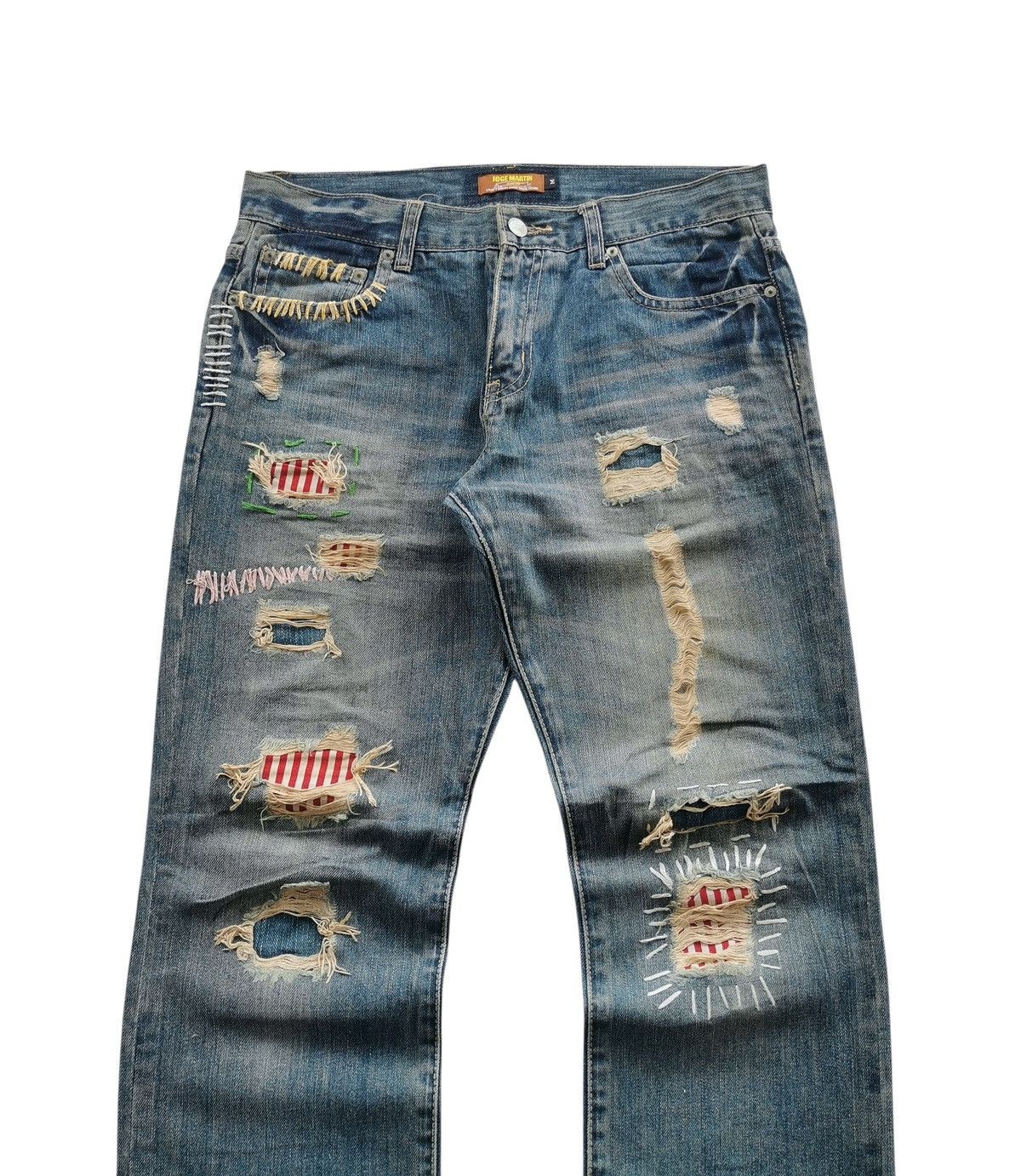 Japanese Brand JOGE MARTIN Hand Repaired Distressed Denim Jean Vibe Kapital Size US 32 / EU 48 - 6 Thumbnail