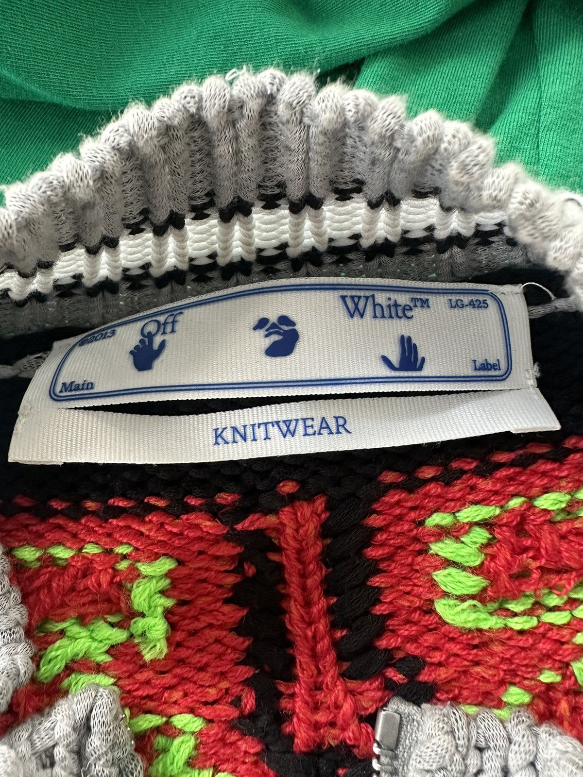 Off-White OFF-WHITE Intarsia Motif Zipped Cardigan Black/Multi Size US L / EU 52-54 / 3 - 4 Thumbnail