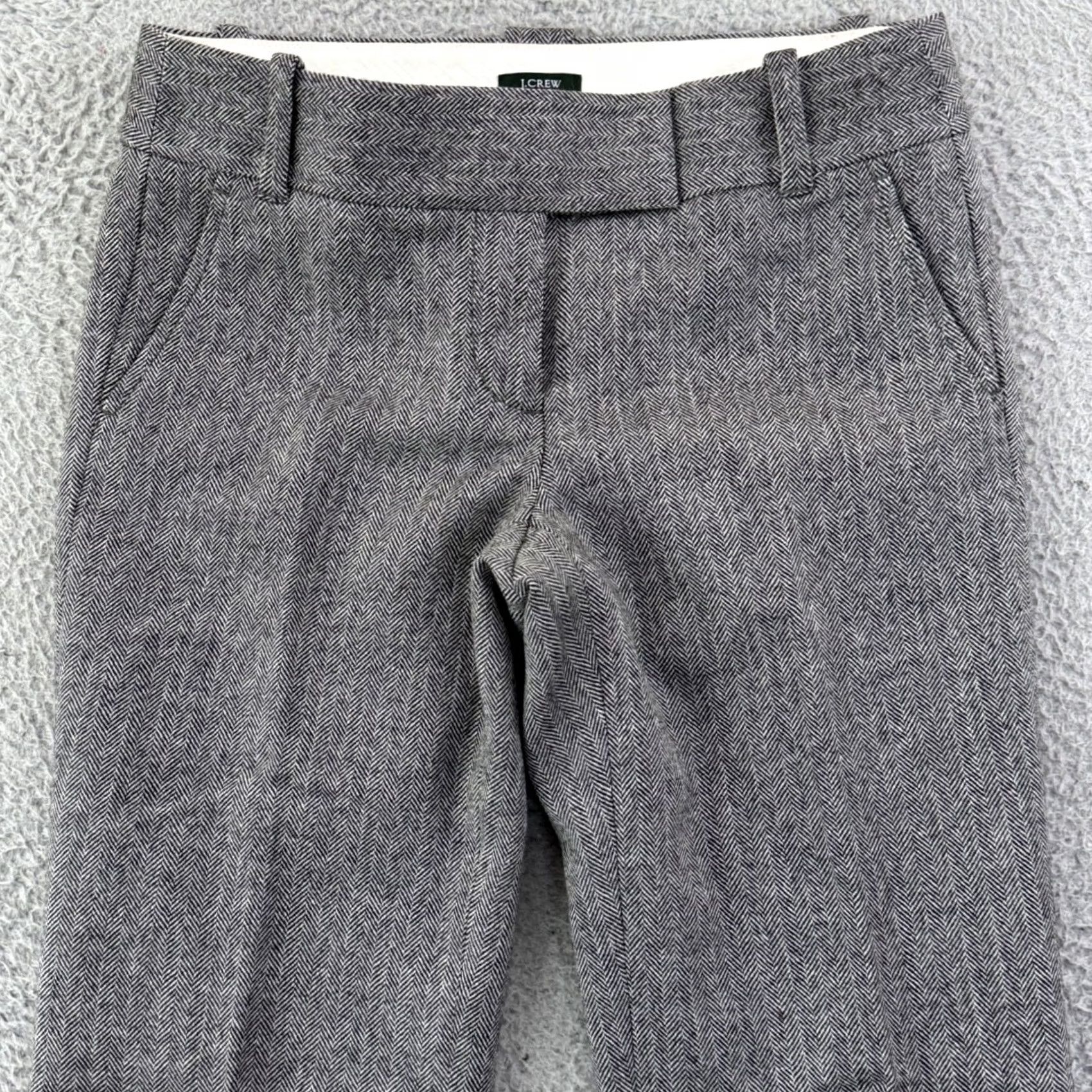 J.Crew J.Crew Dress Pants Womens 2 Gray Wool Herringbone Pleated City Fit Business Size 26" / US 2 / IT 38 - 3 Thumbnail